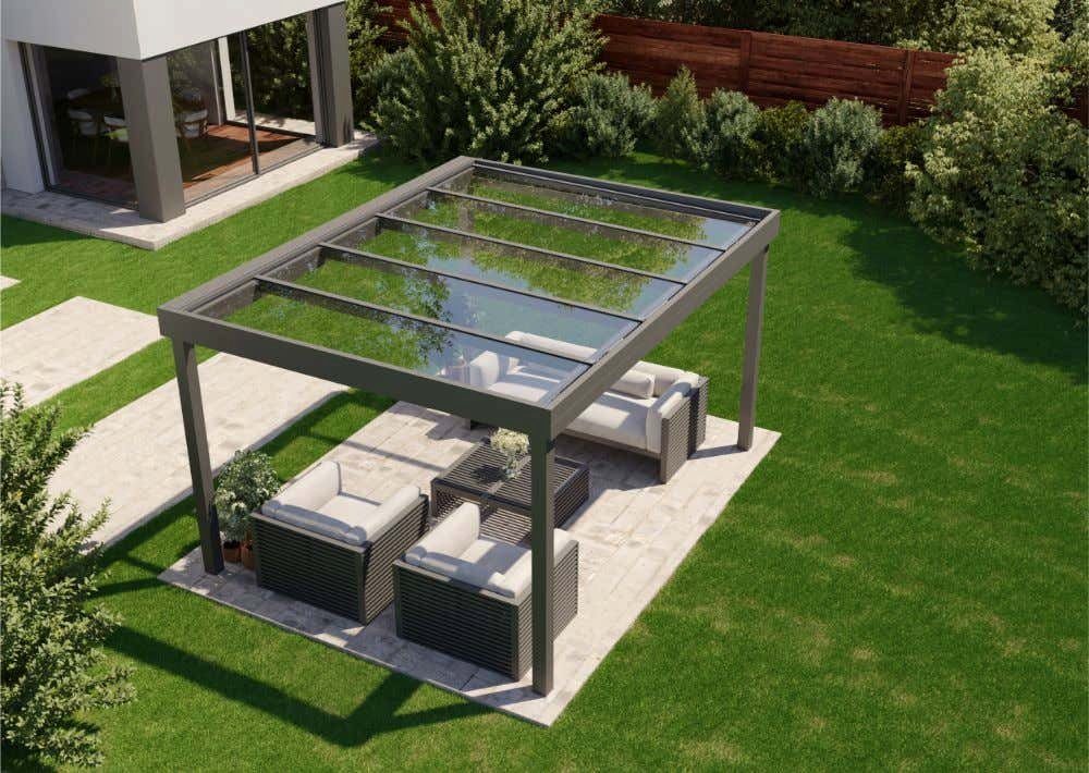 Terrando Terrassendach Terrassenüberdachung Flat Roof freistehend, BxT: 400x300 cm