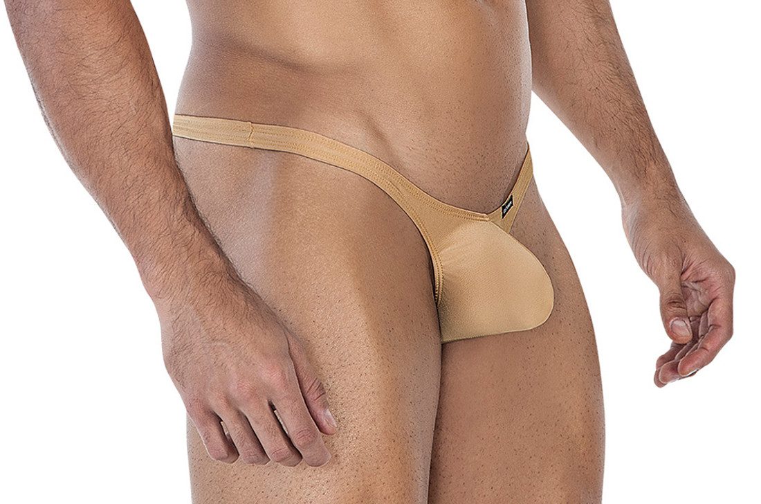String Beiger knapper Herren String blickdicht aus Mikrofaser elastisch