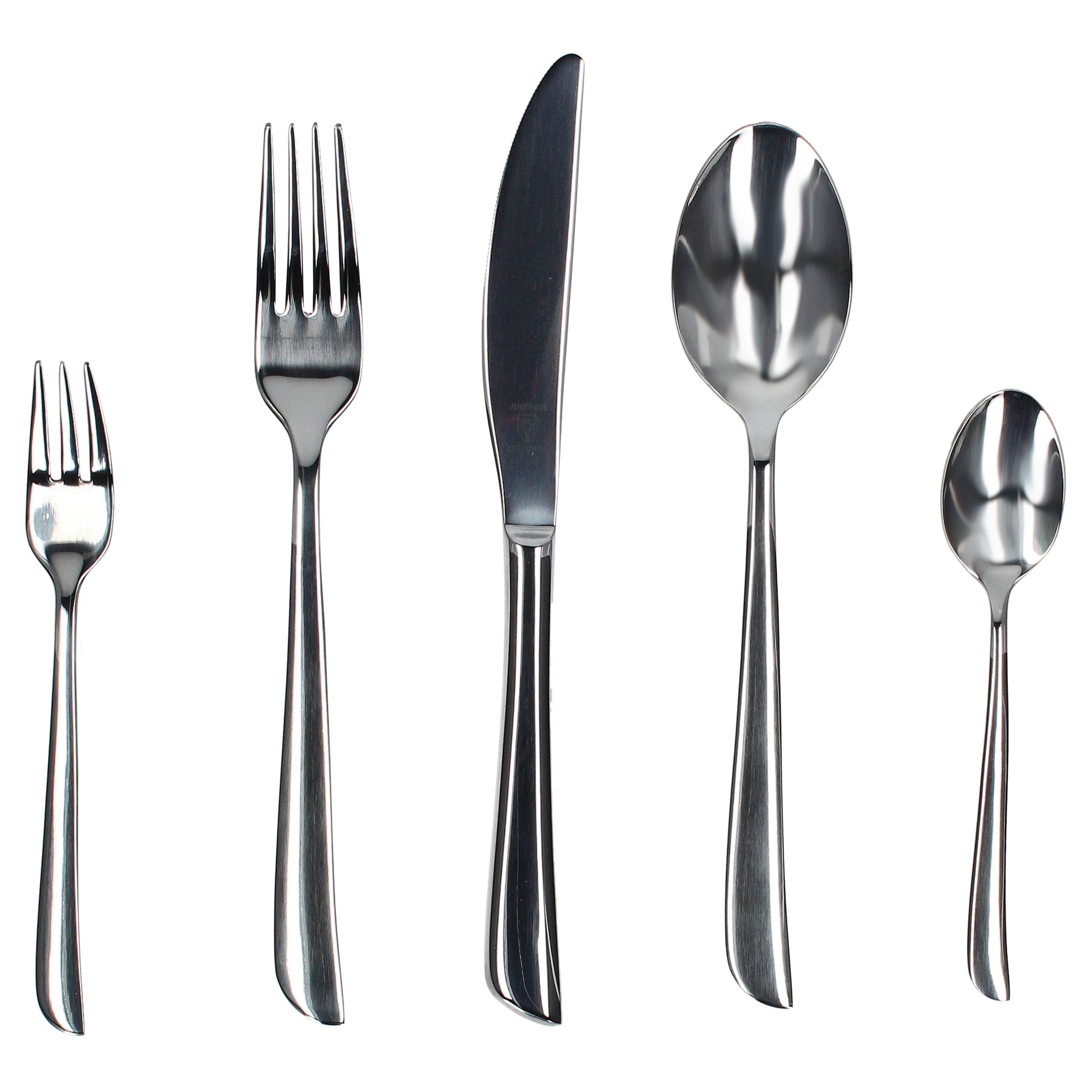 Justinus Besteck-Set 60tlg Twist Komplett-Besteck-Set für 12 Personen, Edelstahl