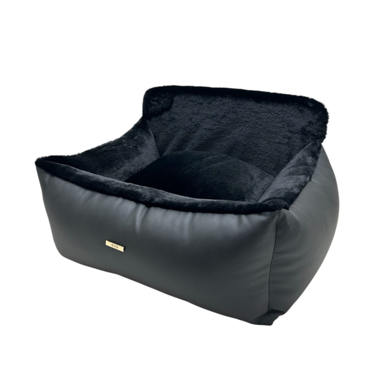 Elite Puppy Tierbett Hundeautositz schwarz Kunstleder für Hunde andere Haustiere Luxus, Silikon Autositz wasserdicht abnehmbarer bis 14kg 3 Größen S M L