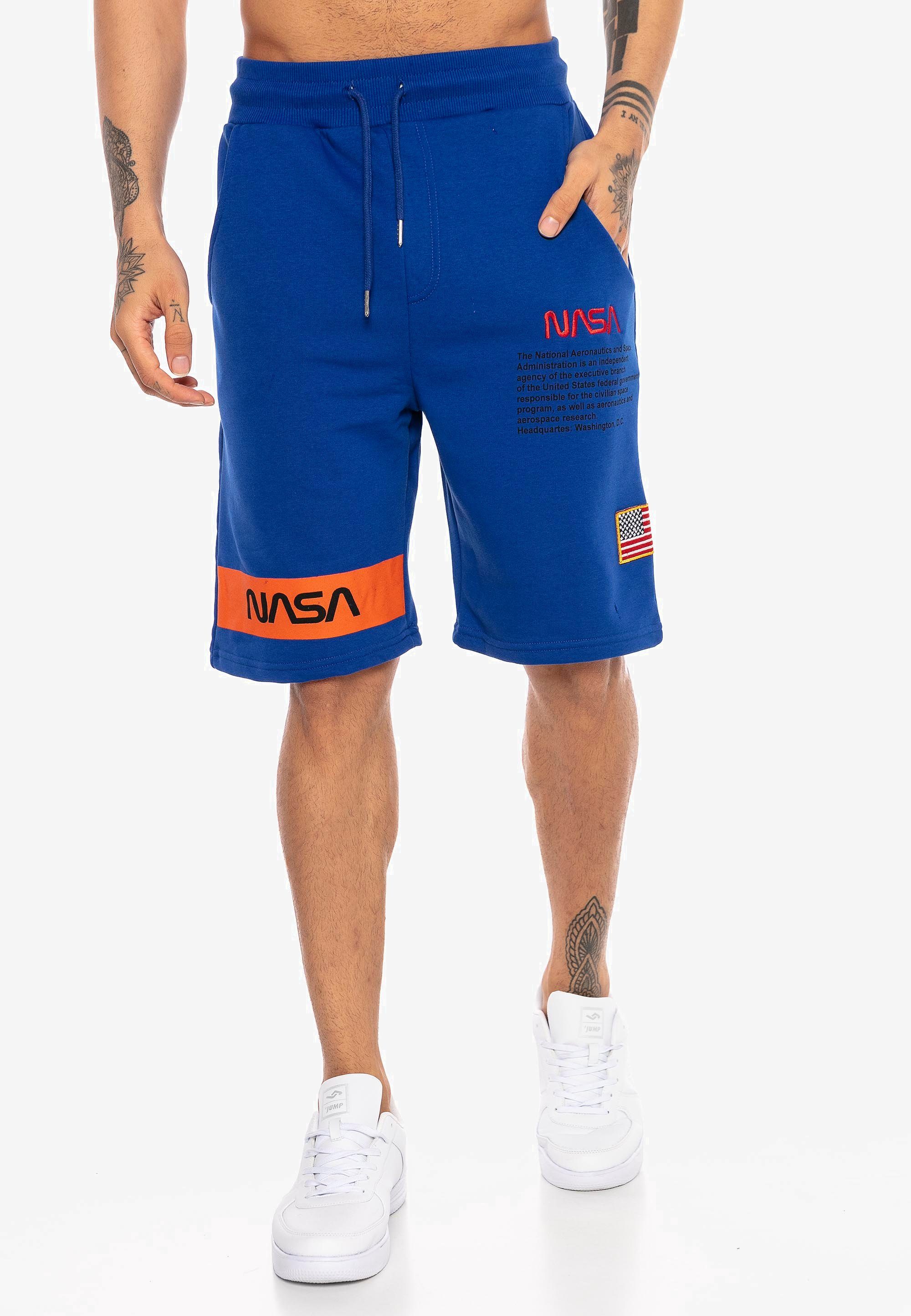 RedBridge Shorts Plano mit gesticktem NASA-Motiv blau | Shorts