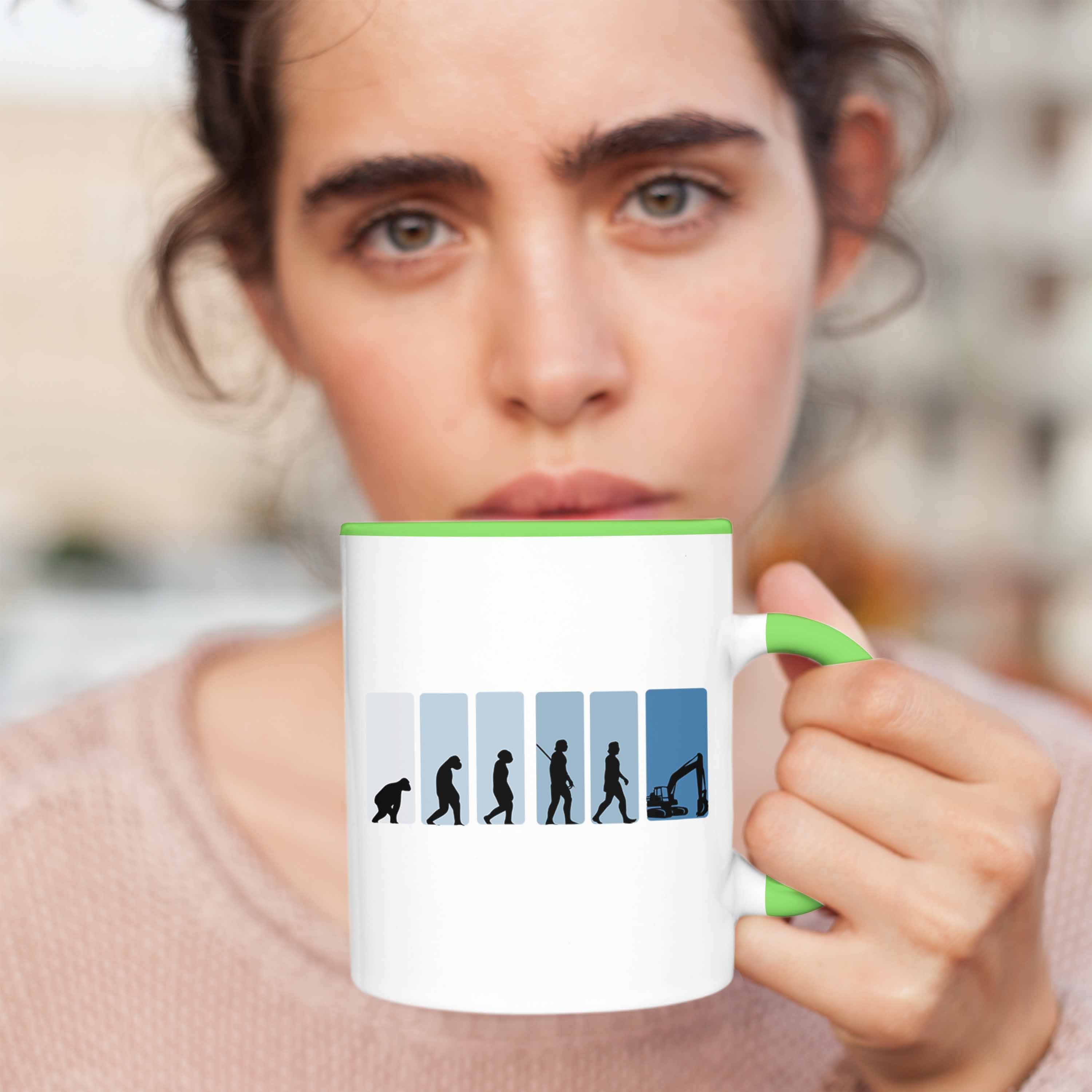 Bagger Evolution-Motiv Geschenkidee Baggerfahrer Tasse Tasse Bau Lustige Trendation Grün für