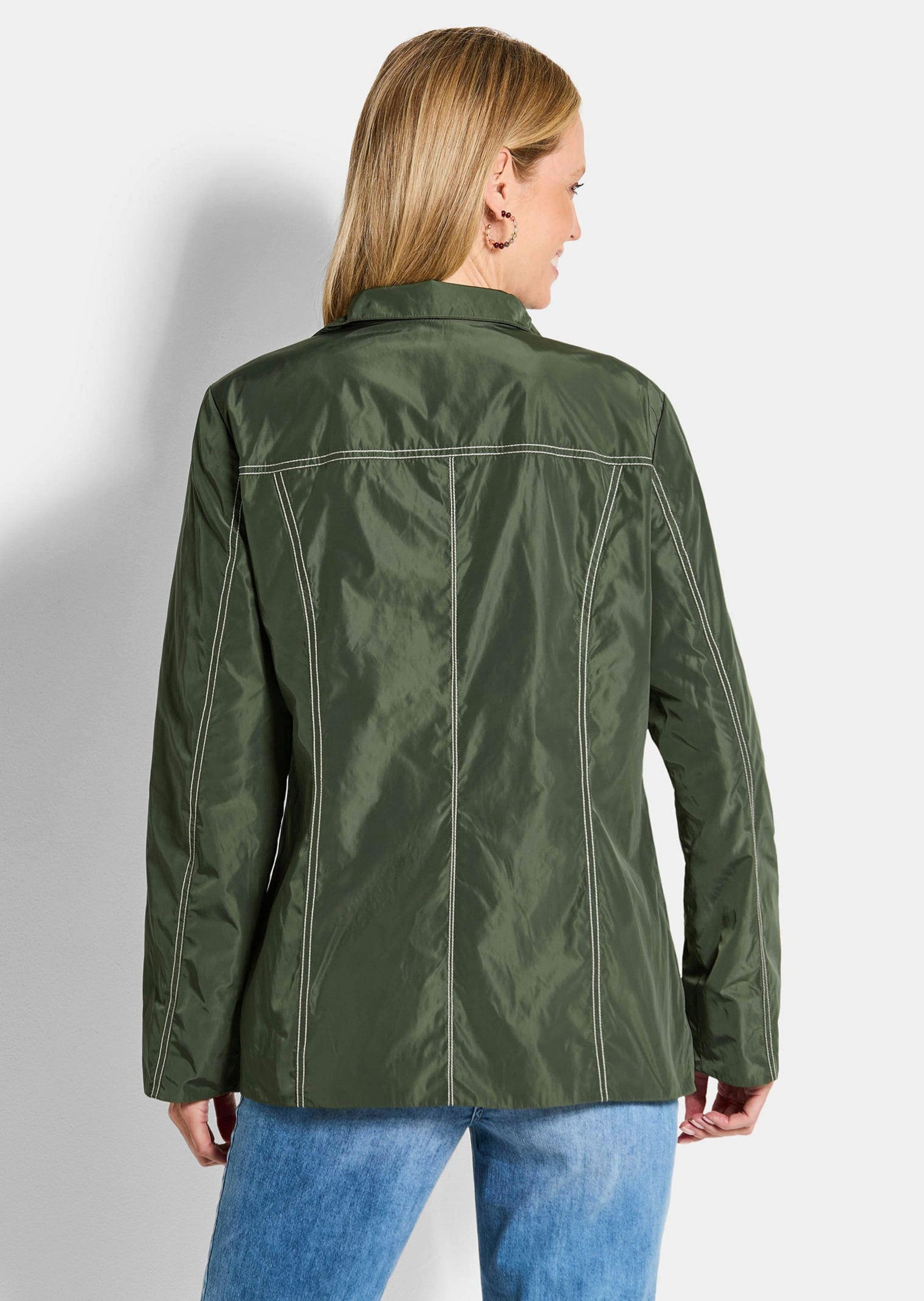 GOLDNER Outdoorjacke Outdoor-Jacke mit Kontrastnähten Regenjacke mit Stehkragen, Reißverschluss, Knopfleiste und Langarm