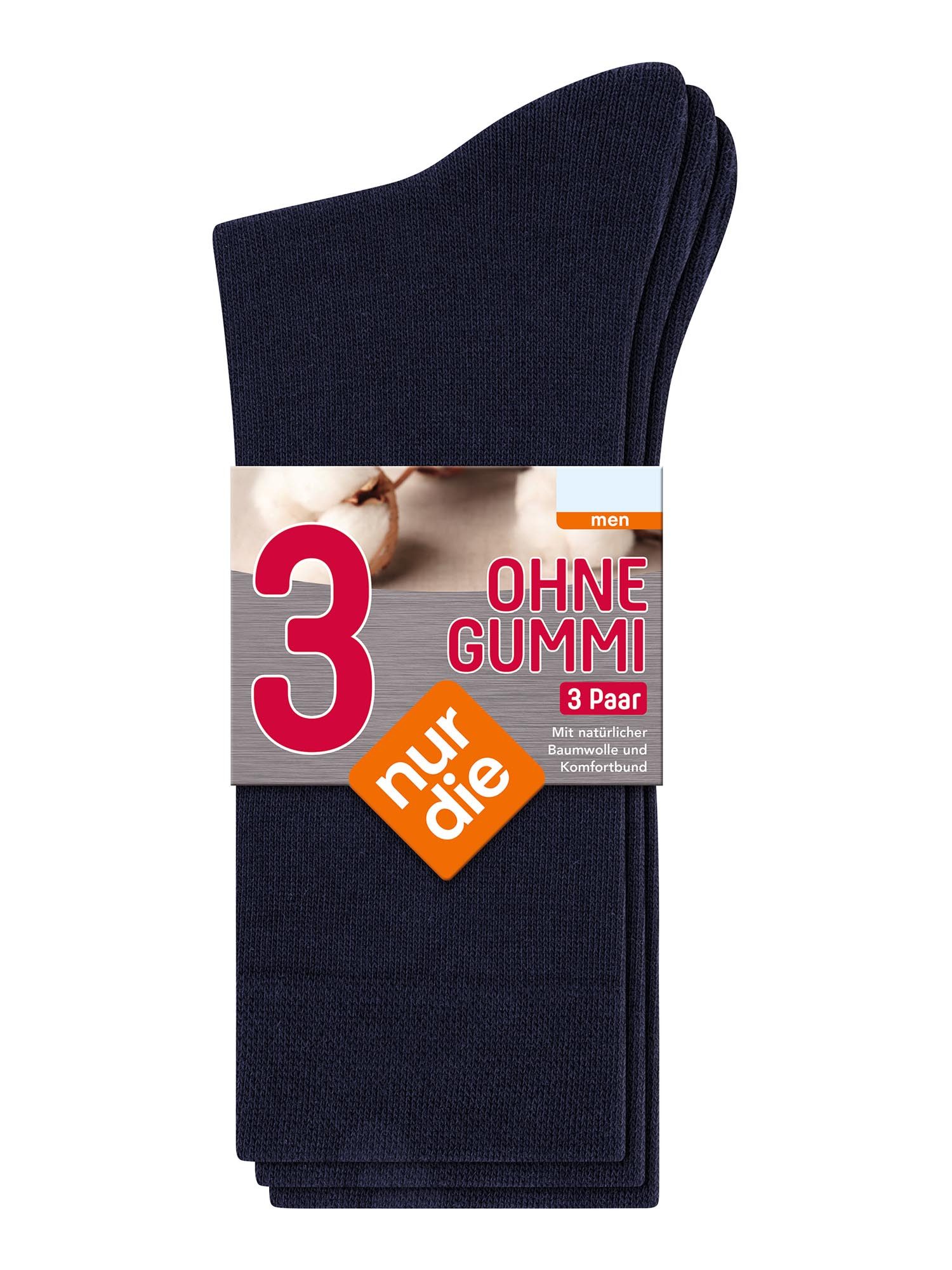 Nur Die Basicsocken Ohne Gummi (3-Paar) Socken, Baumwollsocken, Alltagsocken