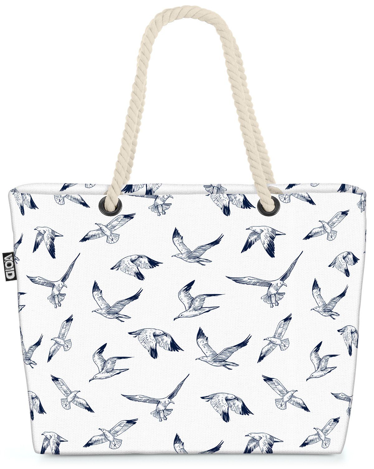 Toller Versandpreis! VOID Strandtasche (1-tlg), Meeresvogel Weiss mi Federn Meer ozean Tiere Möwe Vögel Fauna Seemöwe