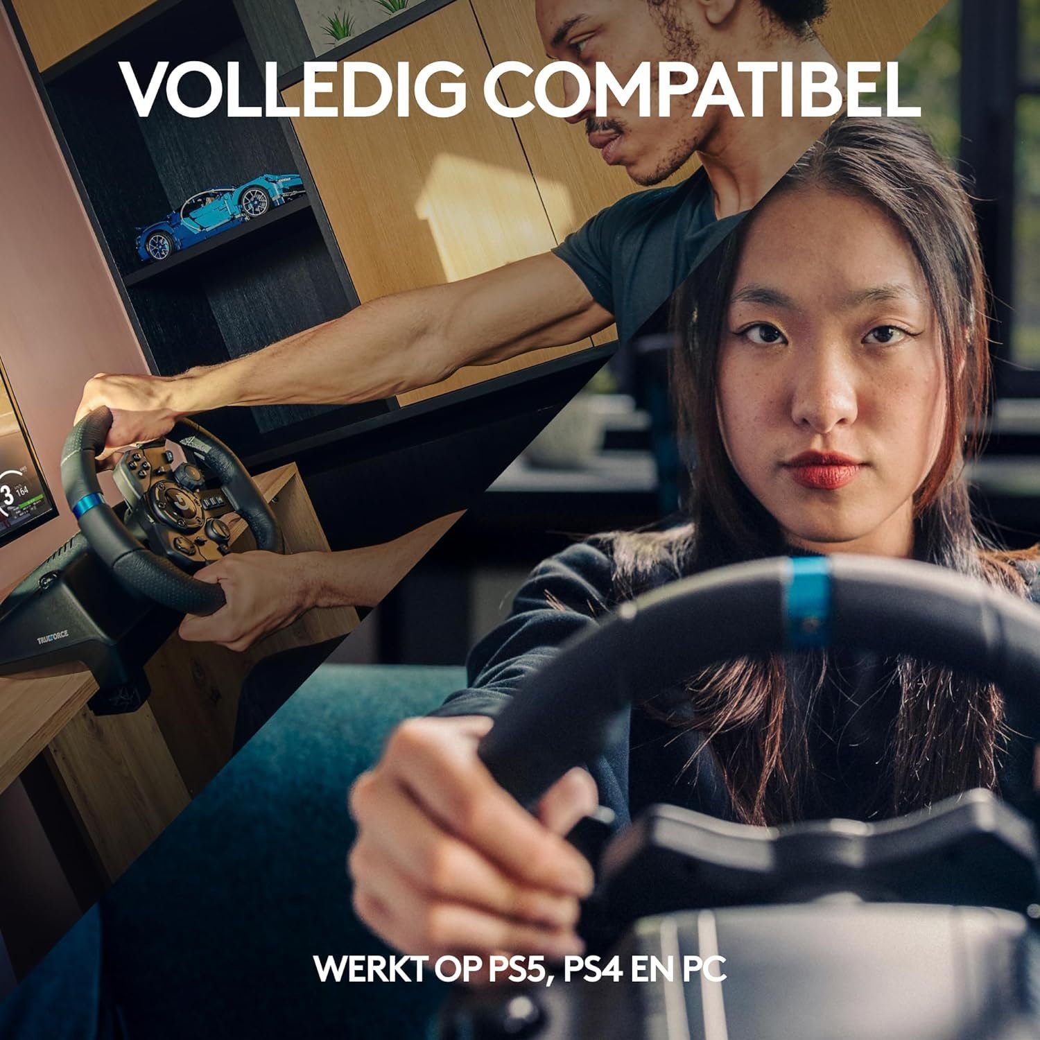 Logitech G923 Driving Force Rennlenkrad mit Pedalen - USB Gaming-Lenkrad (Set, für PS5, PS4, PC, Mac)