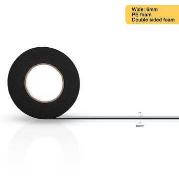 Intirilife Doppelklebeband (Doppelseitiges Schaumklebeband Schwarz, 1-St) Größe: 6mmx30m