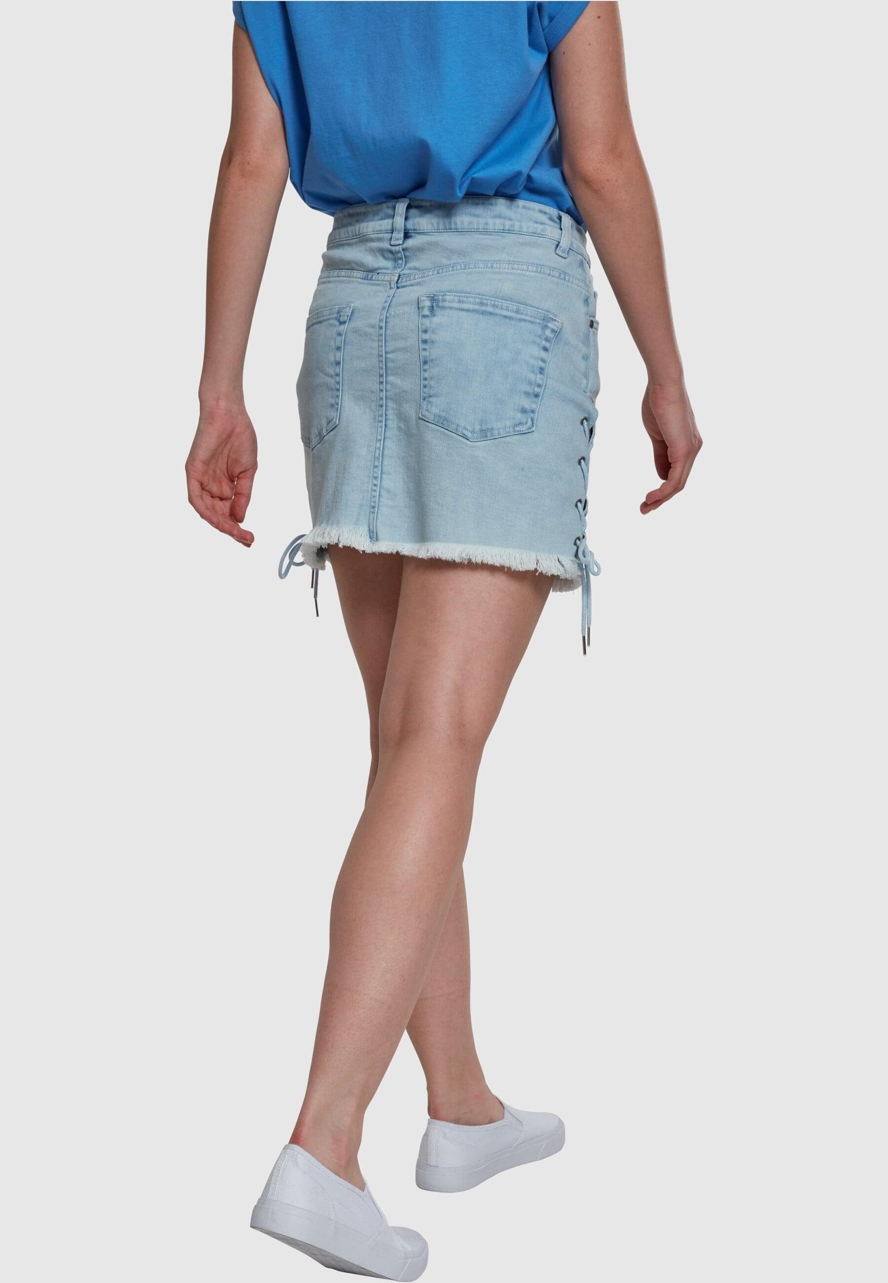 URBAN Damen bleached Denim Up Jerseyrock Lace blue Skirt Ladies (1-tlg) CLASSICS