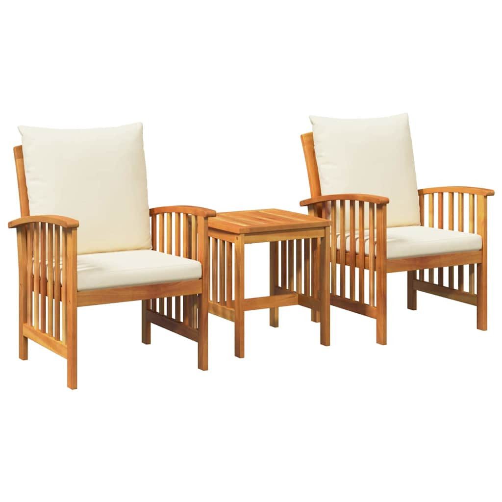 vidaXL Gartenlounge-Set Gartensofa-set 3 Stk. Öl-Natur Massivholz, (3-tlg)