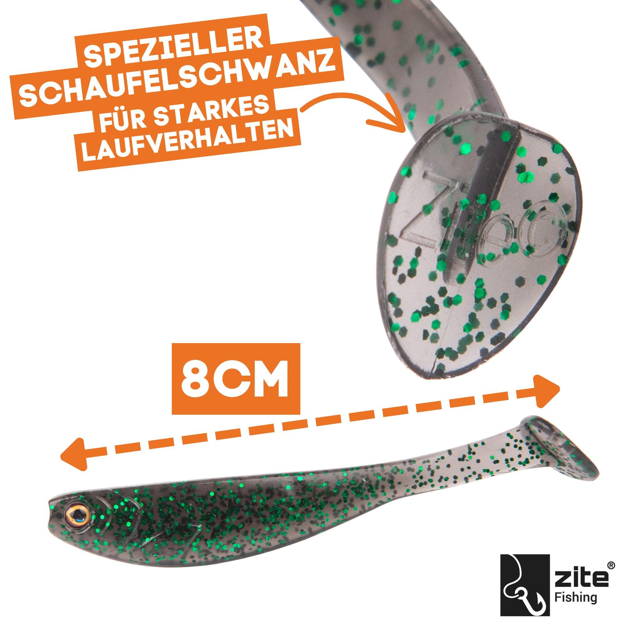 Zite Kunstköder Inzite Pershad 8 cm Gummiköder für Hecht-Angeln 7 Stk
