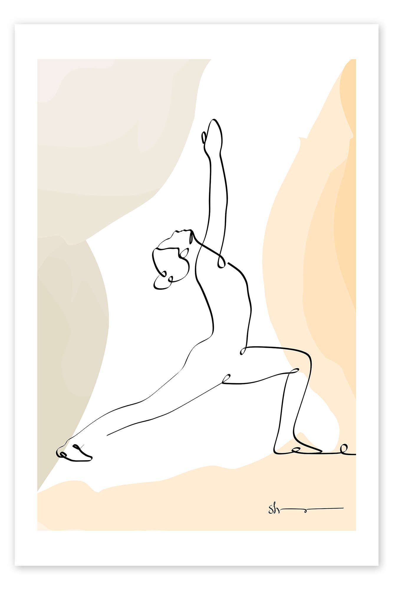 Posterlounge Wandbild Krieger Pose I (Virabhadrasana), Yoga In Art, erhältlich als Poster, Leinwandbild, Wandsticker oder Acrylglasbild