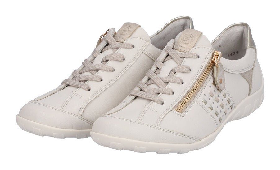 offwhite-beige Metallic-Verzierung dezenter mit Schnürschuh Remonte