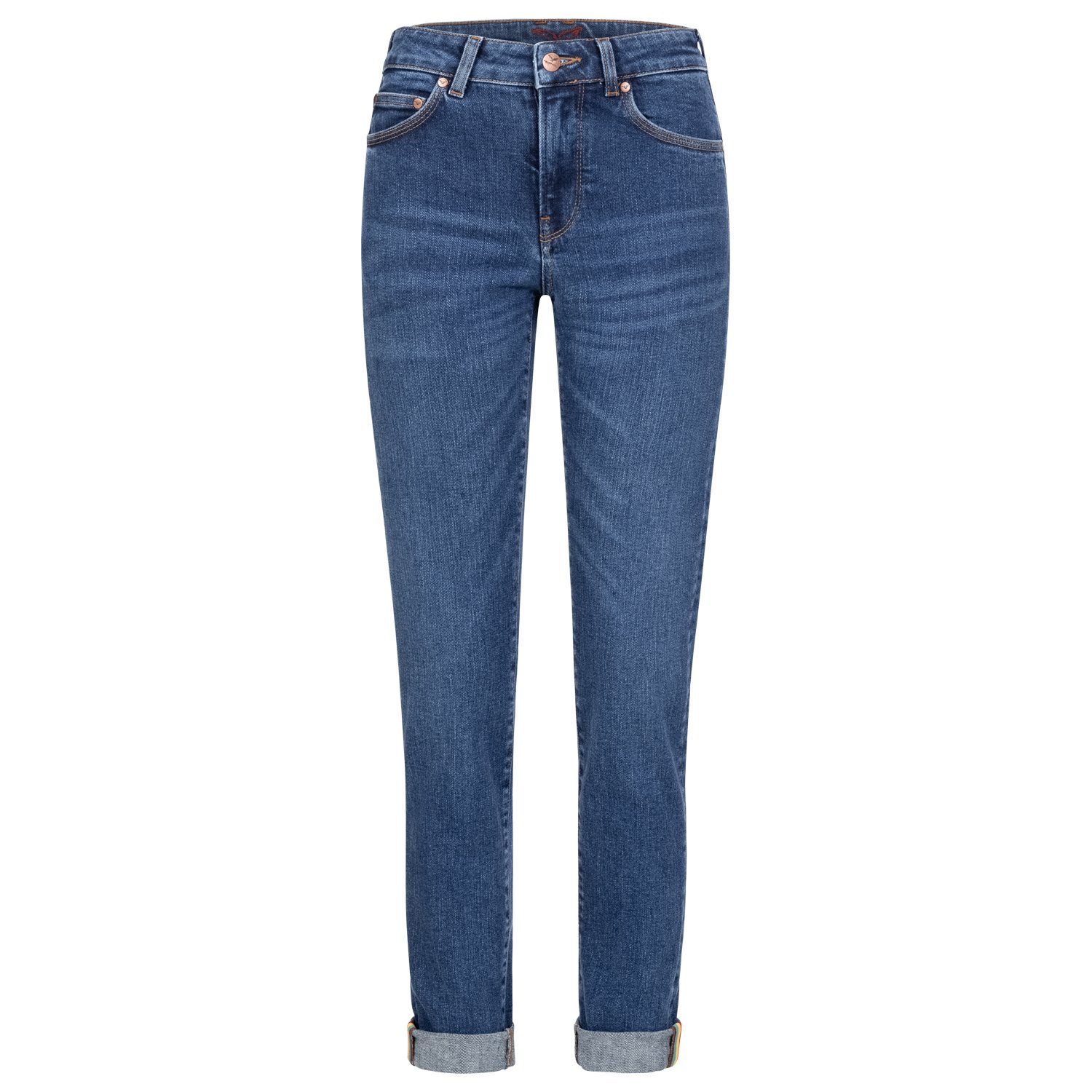 Feuervogl Slim-fit-Jeans fv-West:minster, Blue Waist, Slim Unisex, Slim Medium 5-Pocket-Style, Waist Fashion Fit, Unisex Fit, Medium