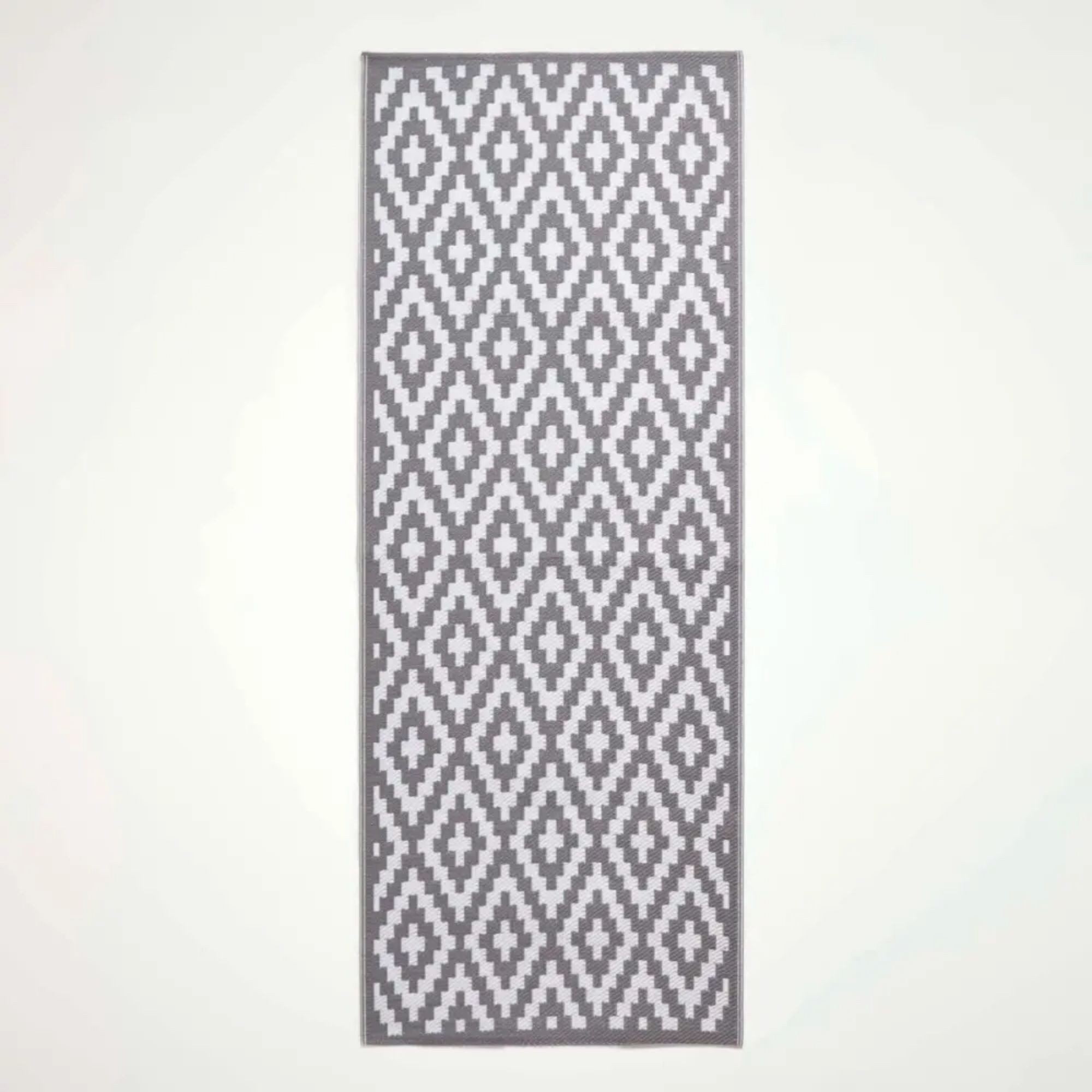Homescapes Outdoorteppich Outdoor Teppich-Läufer Zoe 75 x 200 cm – grau-weiß, geometrisch, rechteckig, Höhe: 20 mm