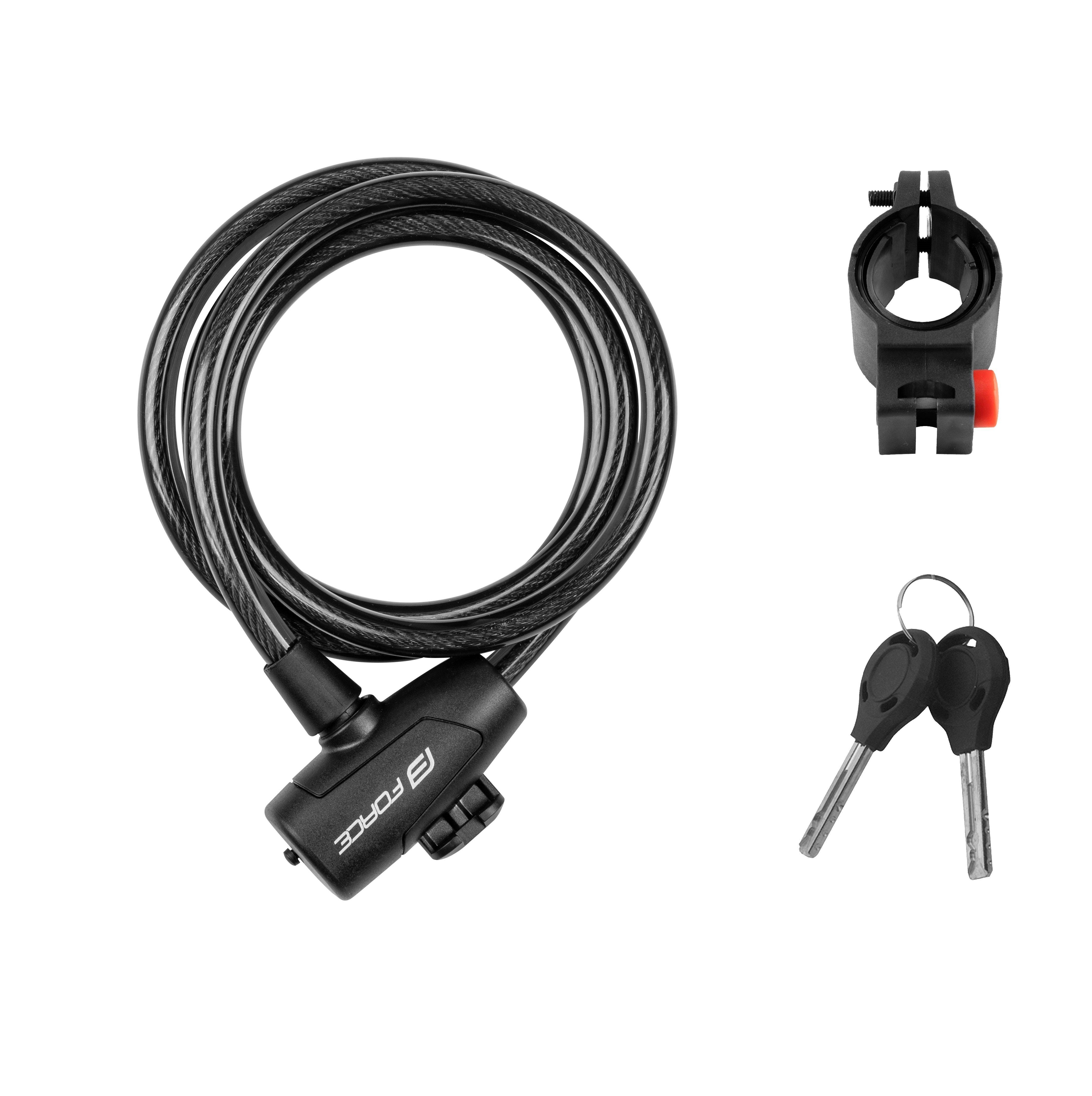 FORCE Seilschloss Schloss F STRONG Spirale mit Halter 150cm/10mm