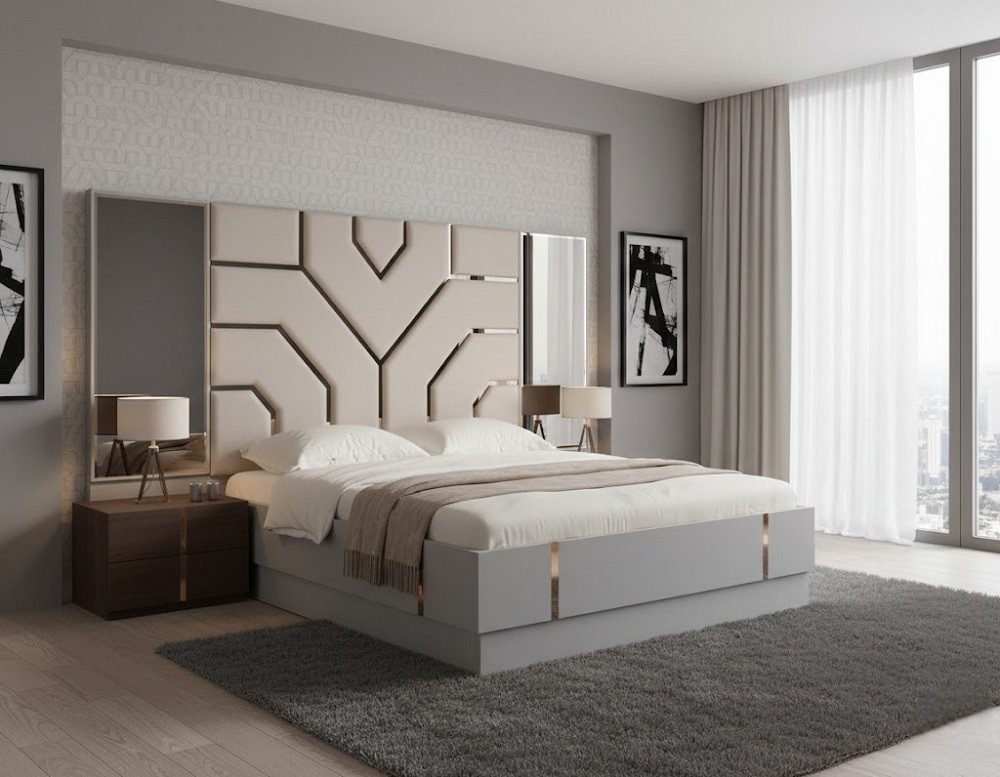Xlmoebel Bett Elegantes Designer-Polsterbett für zwei Personen Sofort (Bett), Hergestellt in Europa