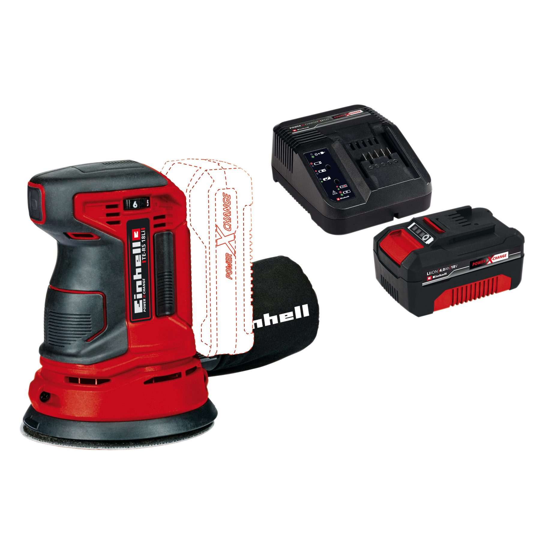 Einhell Akku-Exzenterschleifer EINHELL Akku-Exzenterschleifer TE-RS 18 Li Kit (1x