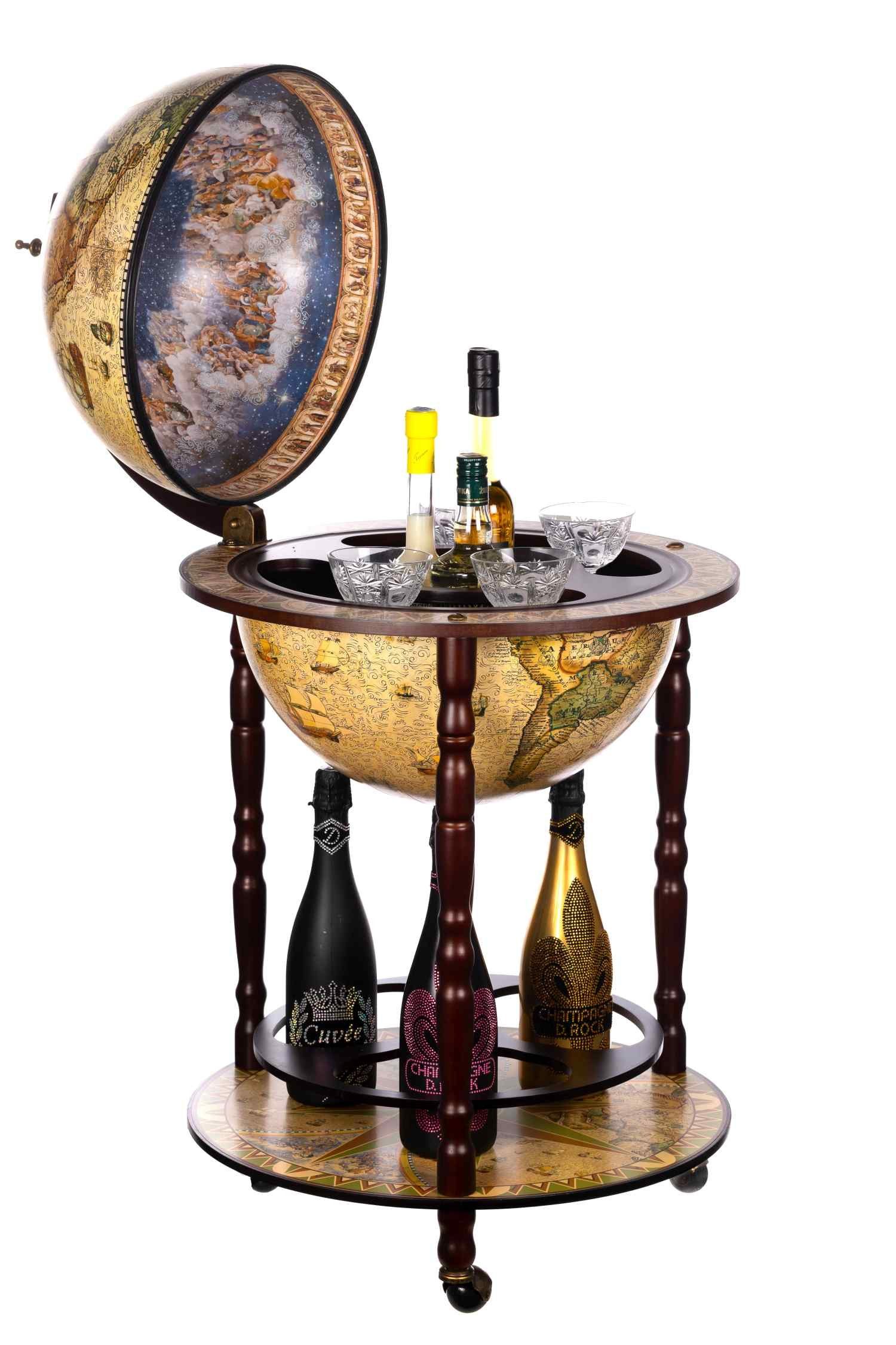 BIRENDY Dekoobjekt Globusbar Barwagen 42001NN02 mit Eukalyptusholz Säulen H günstig online kaufen