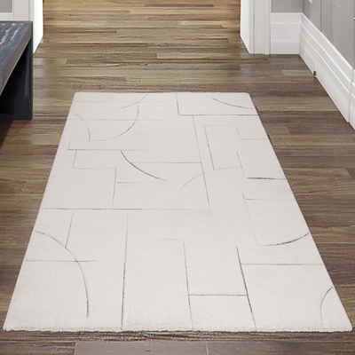 Teppich Wohnzimmer Teppich mit Stilvolle Strichmuster in Beige, Teppich-Traum, rechteckig, Höhe: 13 mm