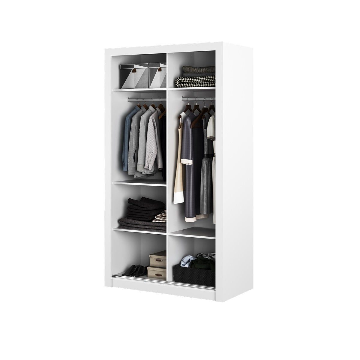 Schwebetürenschrank Compleo Kleiderschrank ARTI Breite weiß cm Garderobe Spiegel, kleiner mit 120 Modern 19,