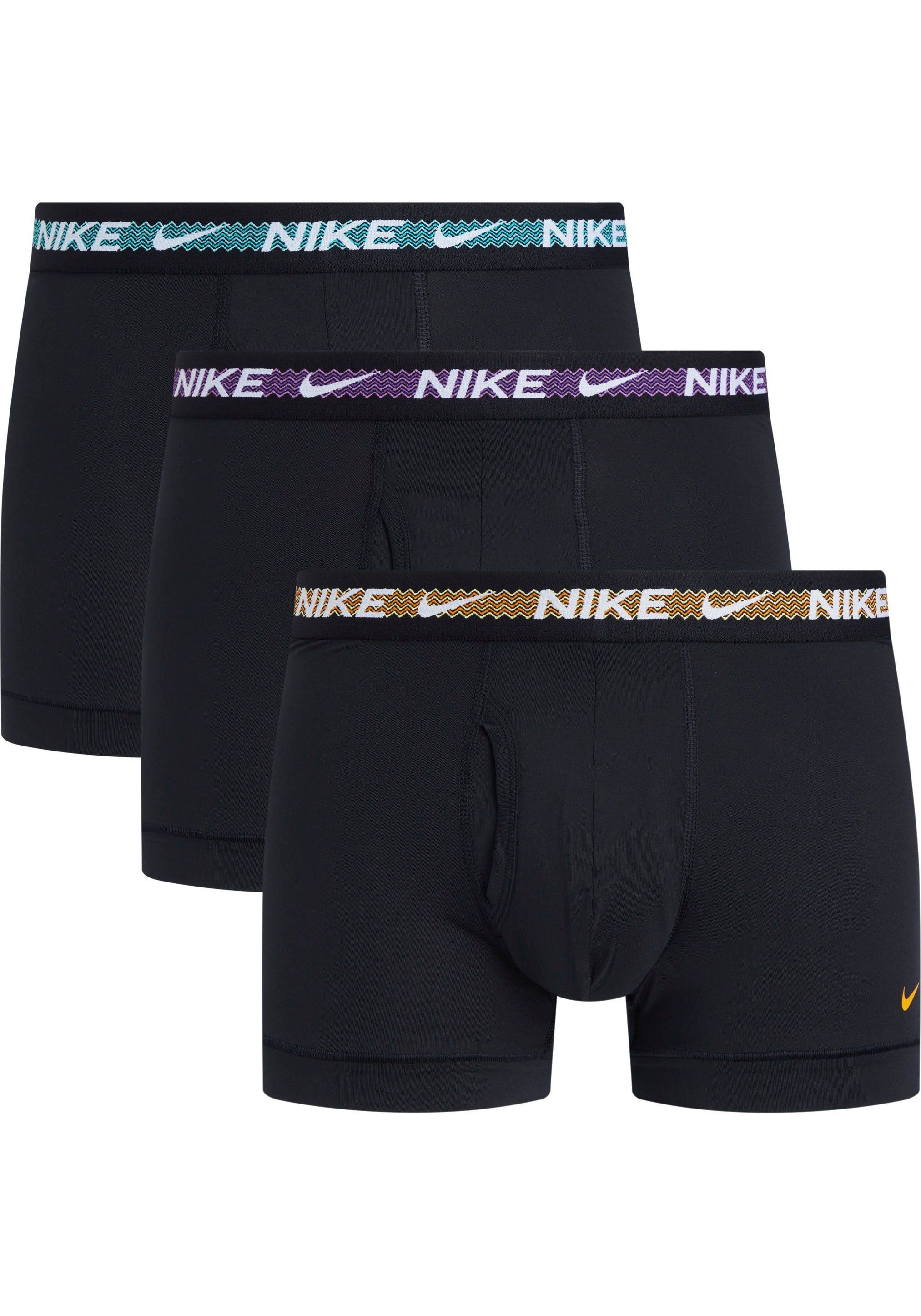 NIKE Underwear Trunk TRUNK 3PK (Packung, 3er-Pack) mit NIKE Logo-Elastikbund (3 Stück) BLK/MRLD_RS_WB/SNDL_WB/RSH_FCHS_WB