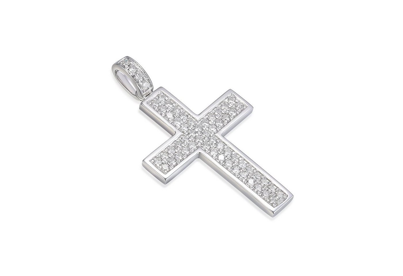 Stella-Jewellery Collier 585er Weißgold Kreuz Anhänger mit Diamanten 0,38ct (inkl. Etui), Diamanten Kreuz Brillant