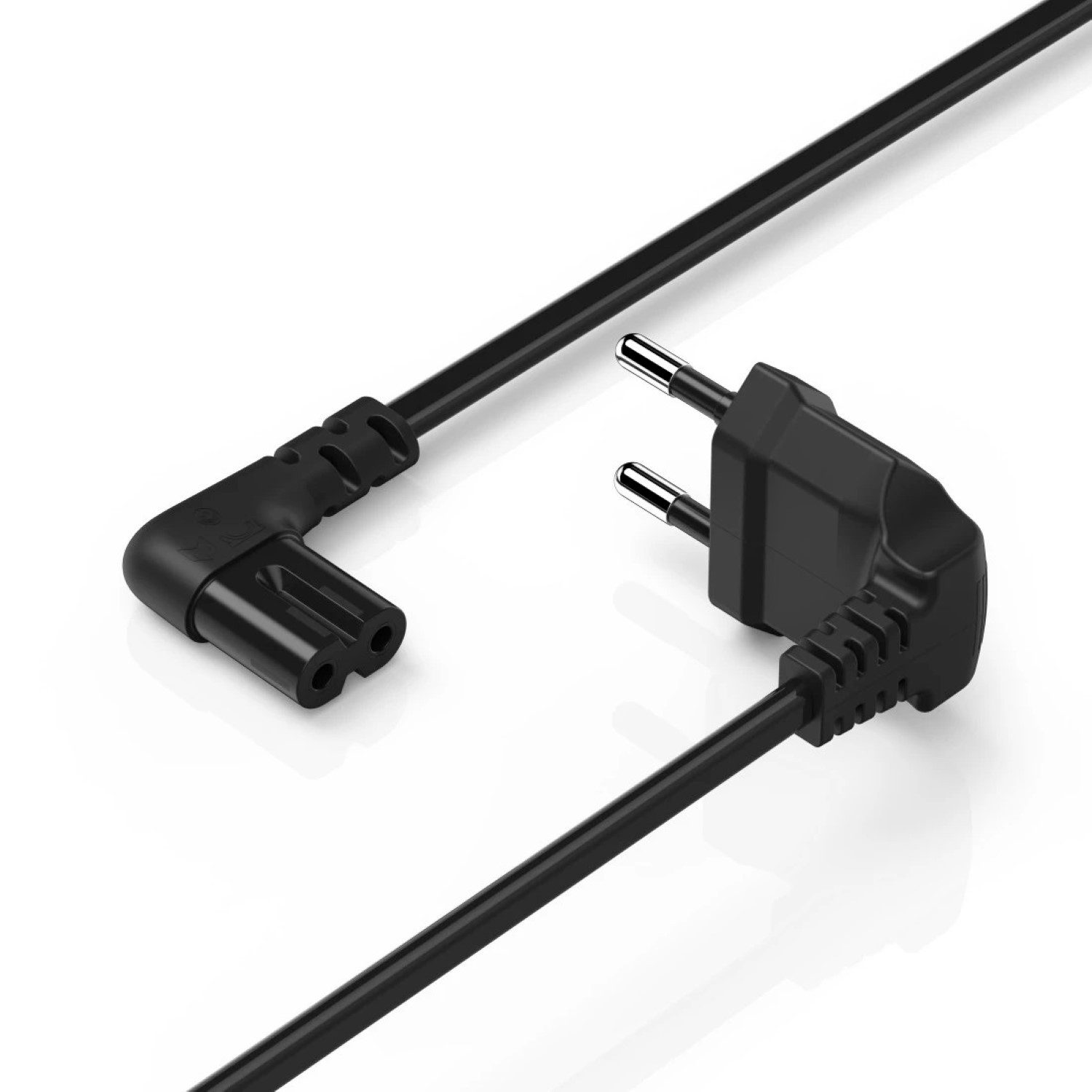 Hama 3m Euro-Stecker Netz-Kabel Strom-Kabel Netzkabel, Euro-Stecker, 2-Pol.-Kupplung (300 cm), Dopplenut Geräte-Kupplung Typ C CEE 7/16 für Konsole TV Radio etc – Bild 3 von 5