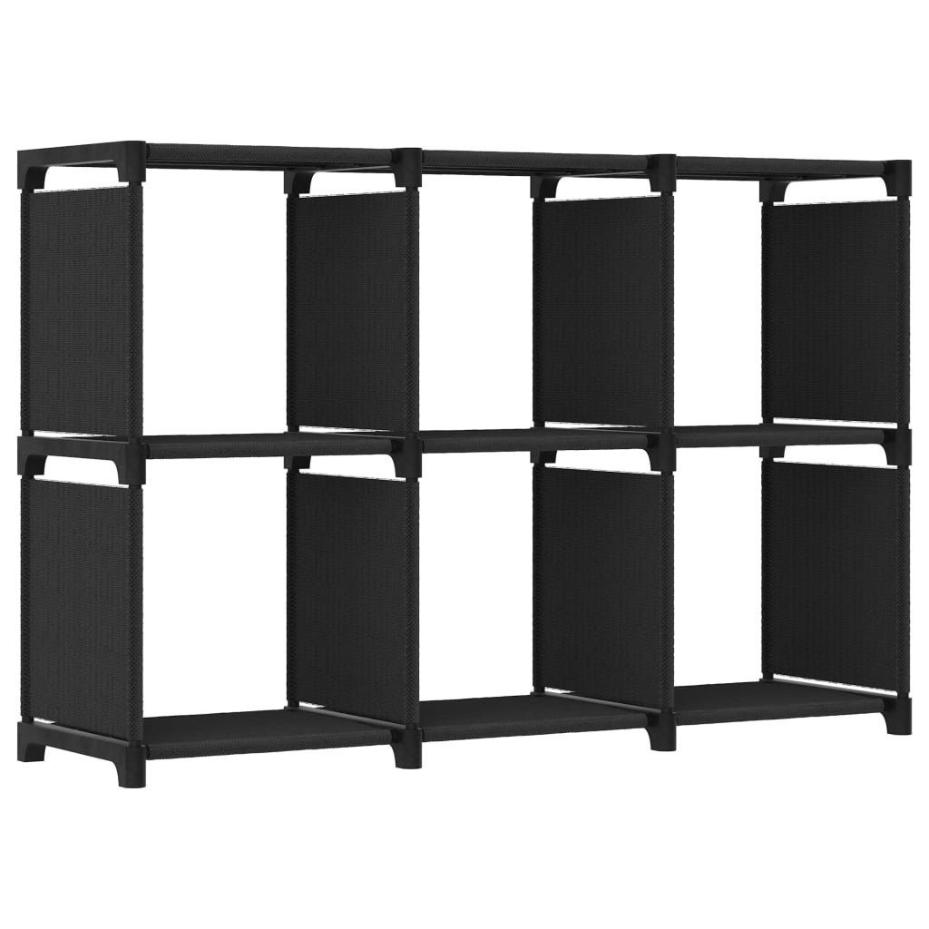 furnicato Bücherregal Würfel-Regal 6 Fächer Schwarz 103x30x72,5 cm Stoff | Bücherschränke