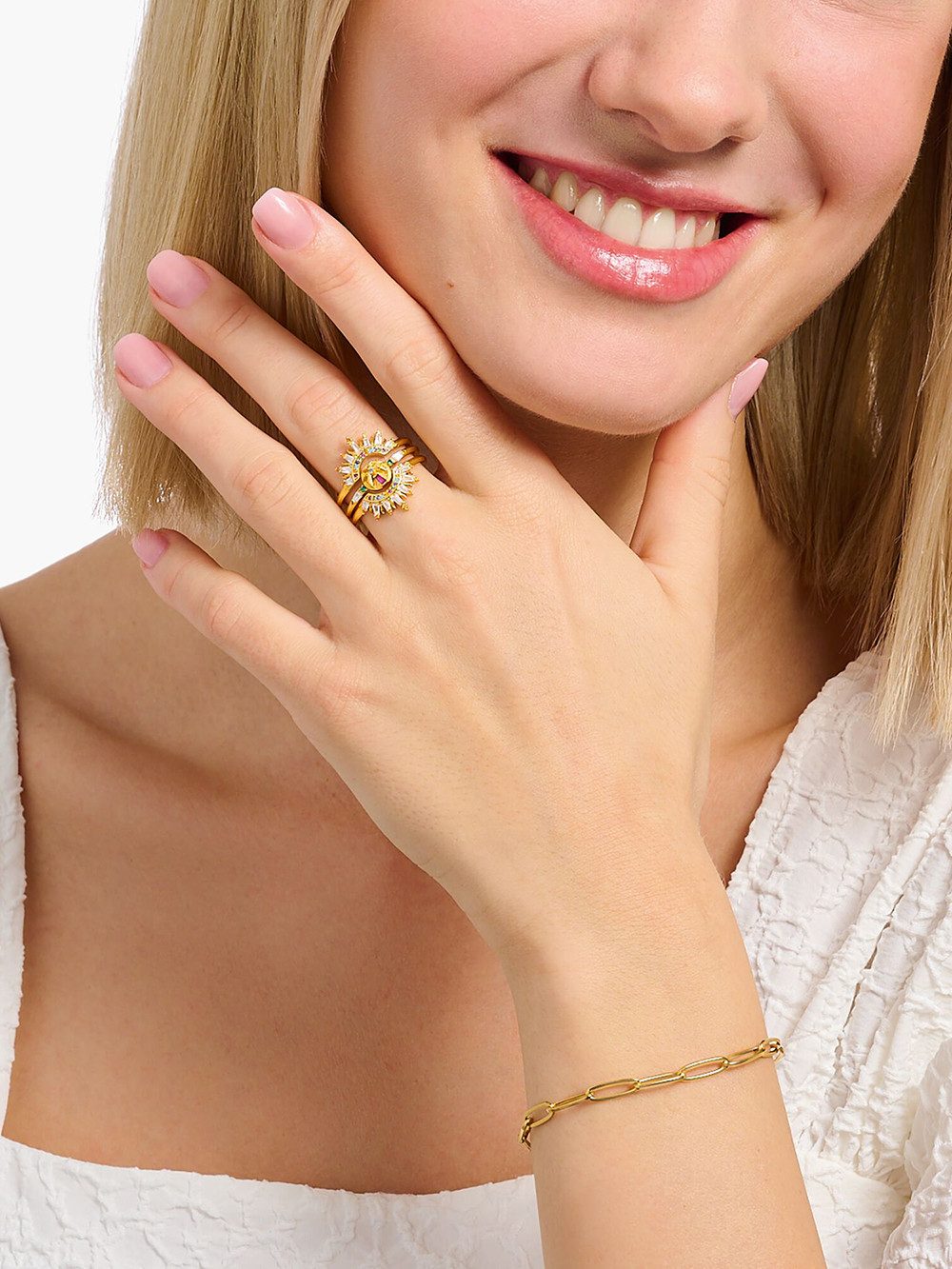 THOMAS SABO Fingerring Thomas Sabo TR2456-488-7-56 Vergoldeter Ring mit Sonnenstrahlen und bu