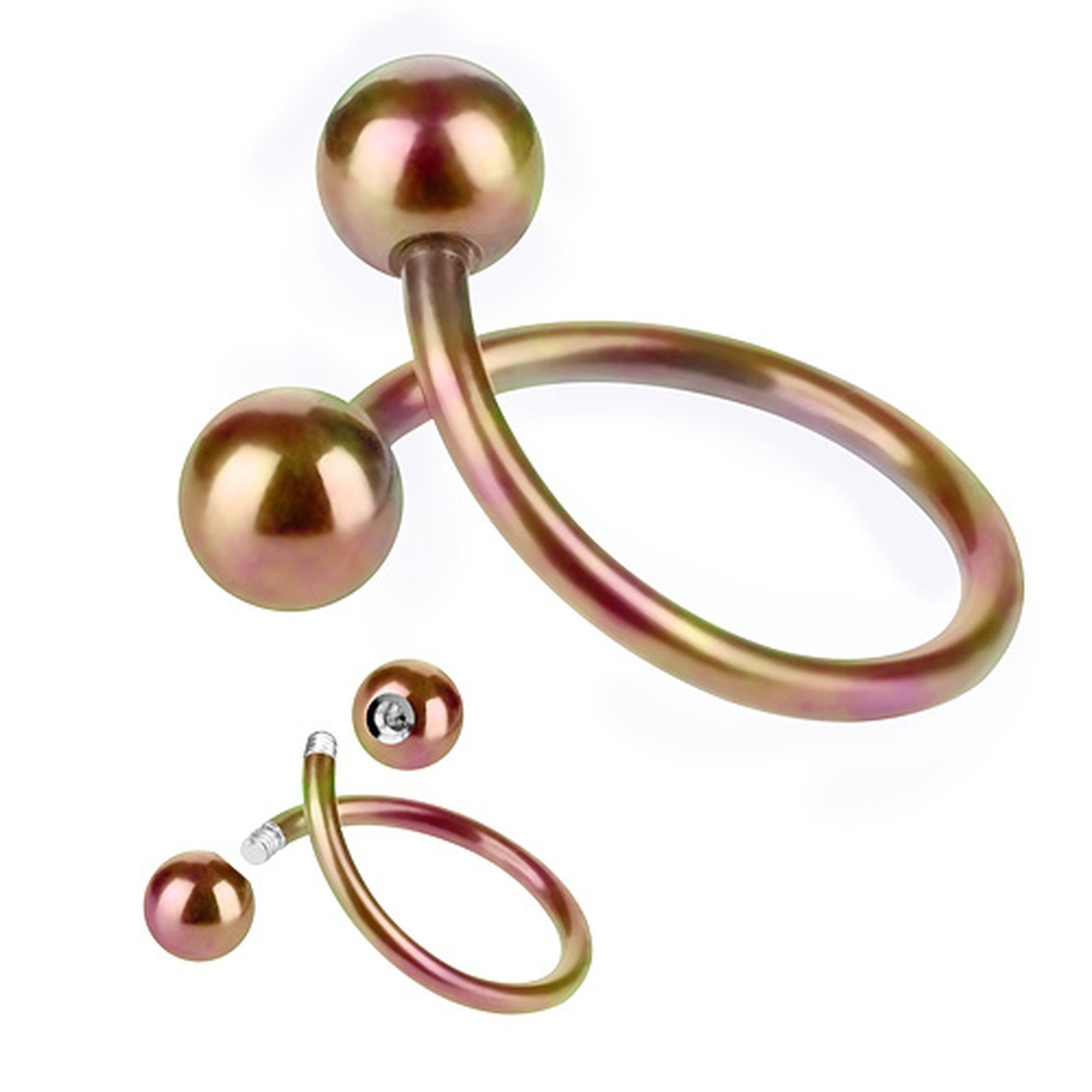 Piercing-Set Piercing Edelstahl Spirale mit Doppel Kugel