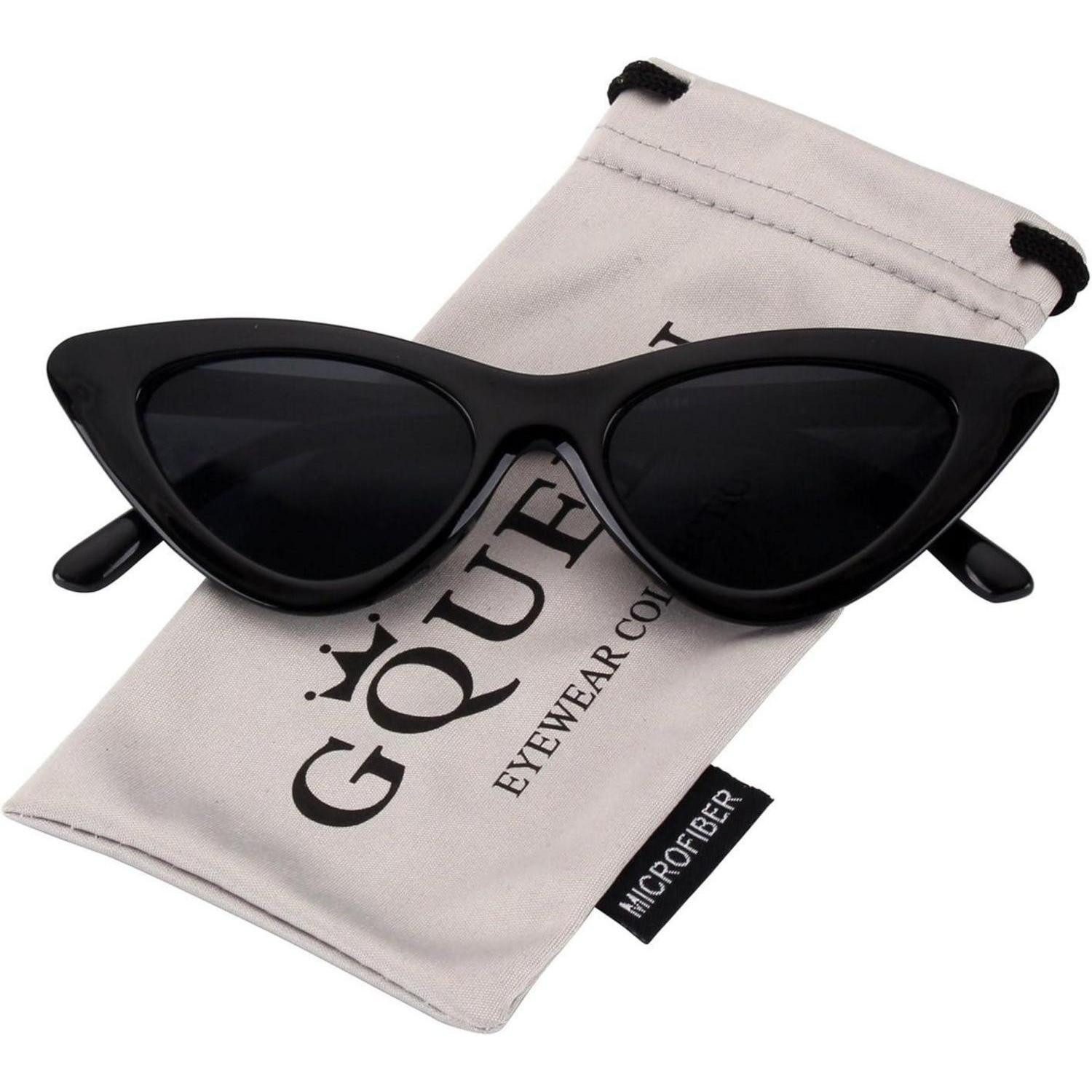 LuxusKollektion Retrosonnenbrille Sonnenbrille Katzenauge Cateye Jahrgang Glänzendes Schwarz Grau