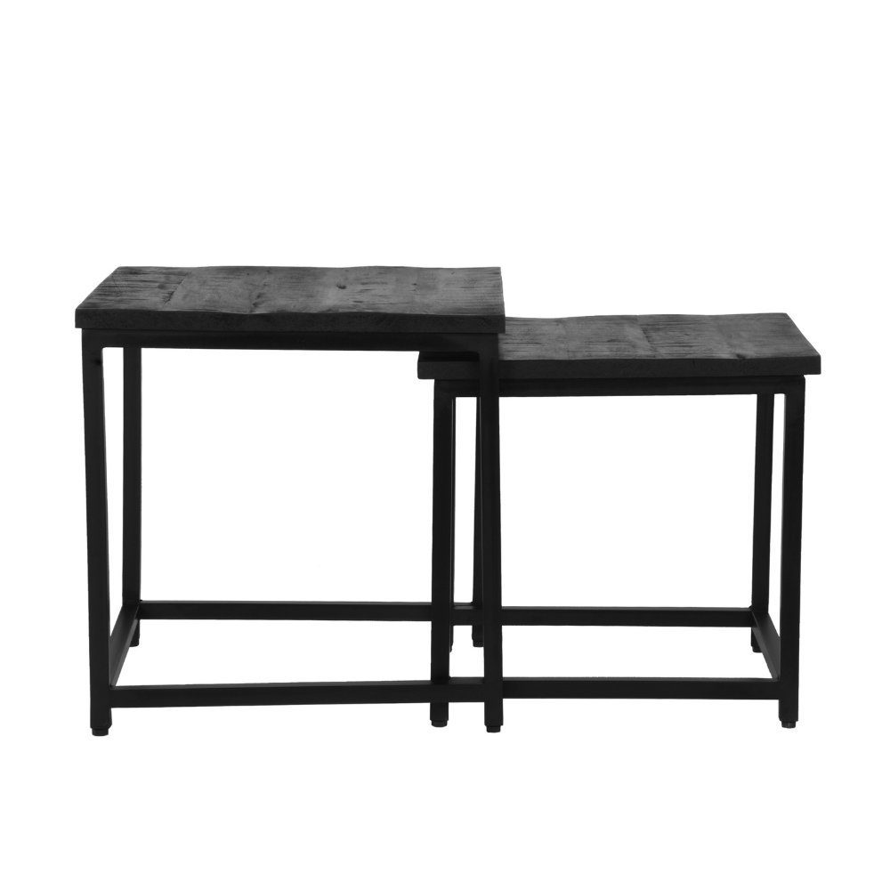 RINGO-Living Beistelltisch Möbel in Schwarz Couchtisch aus Mangoholz 450x450x450mm, Kalama