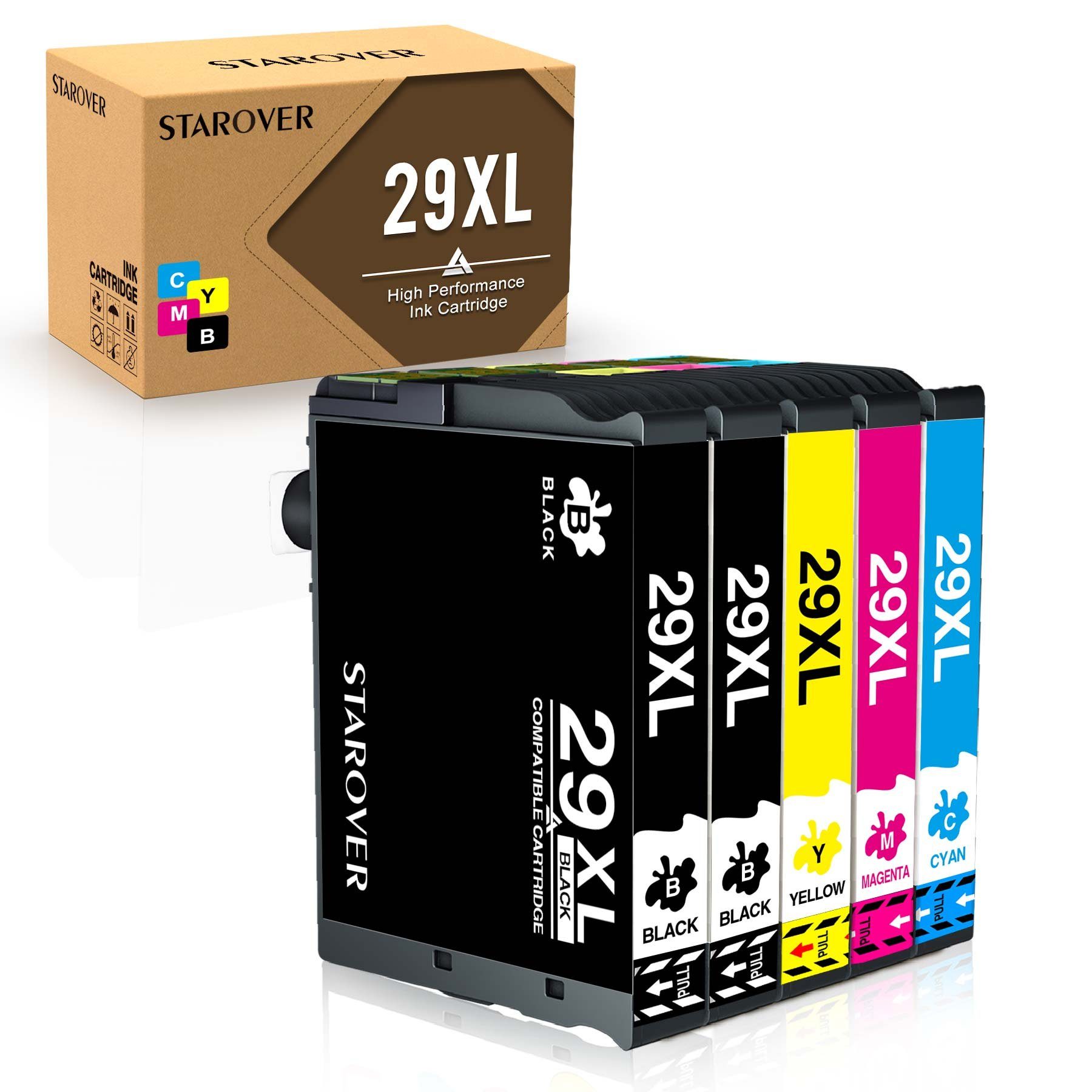 Drucker) Multipack STAROVER 29XL 455 Tintenpatrone EPSON XP332 29 für Druckerpatronen 345 342 235 435, 355 442 ersetzt (für XL 335 Expression Home 5er Epson 352 245