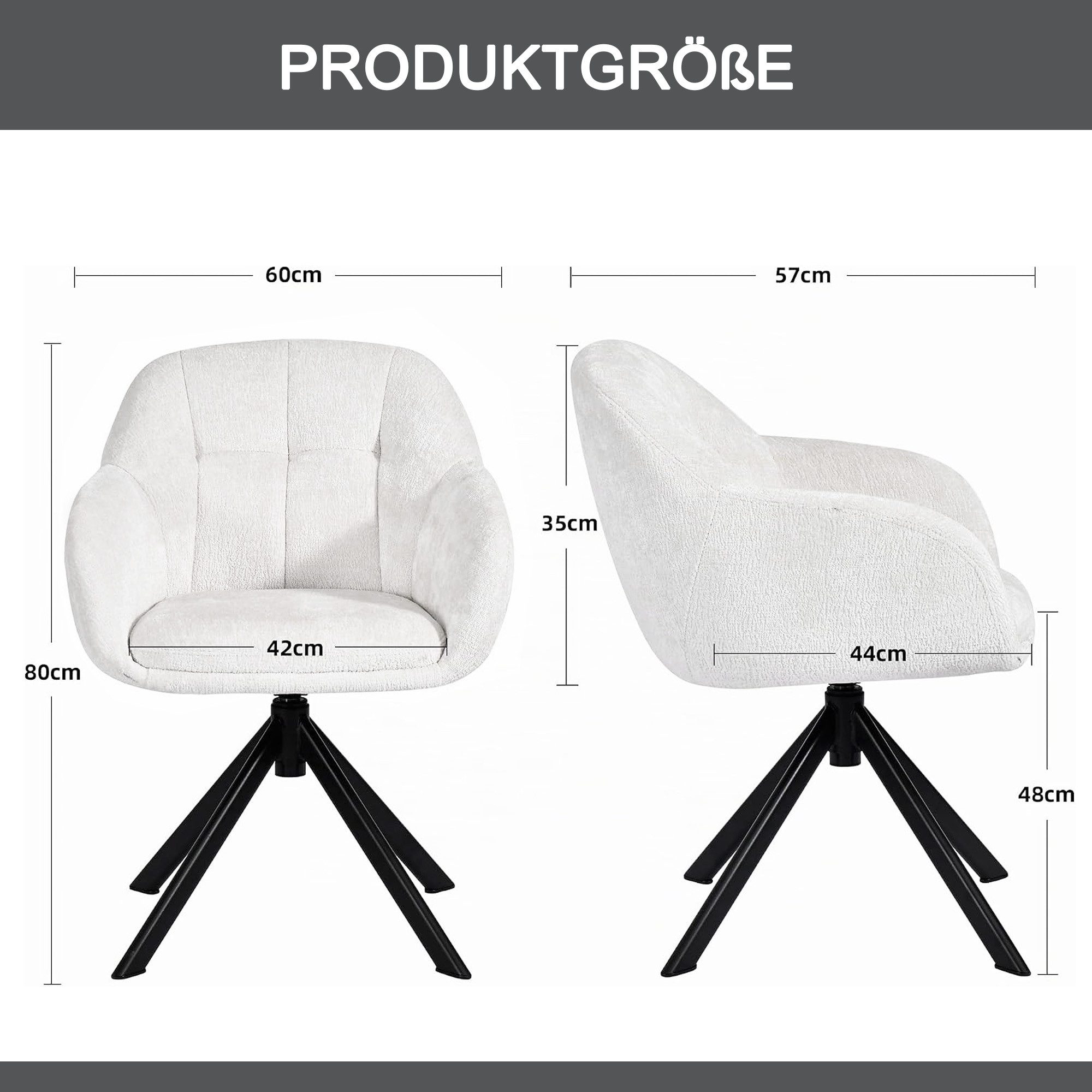 Duhome Loungesessel (9-213A), Armlehnstuhl aus Chenille-Stoff, Schminktisch Stuhl 360° drehbar