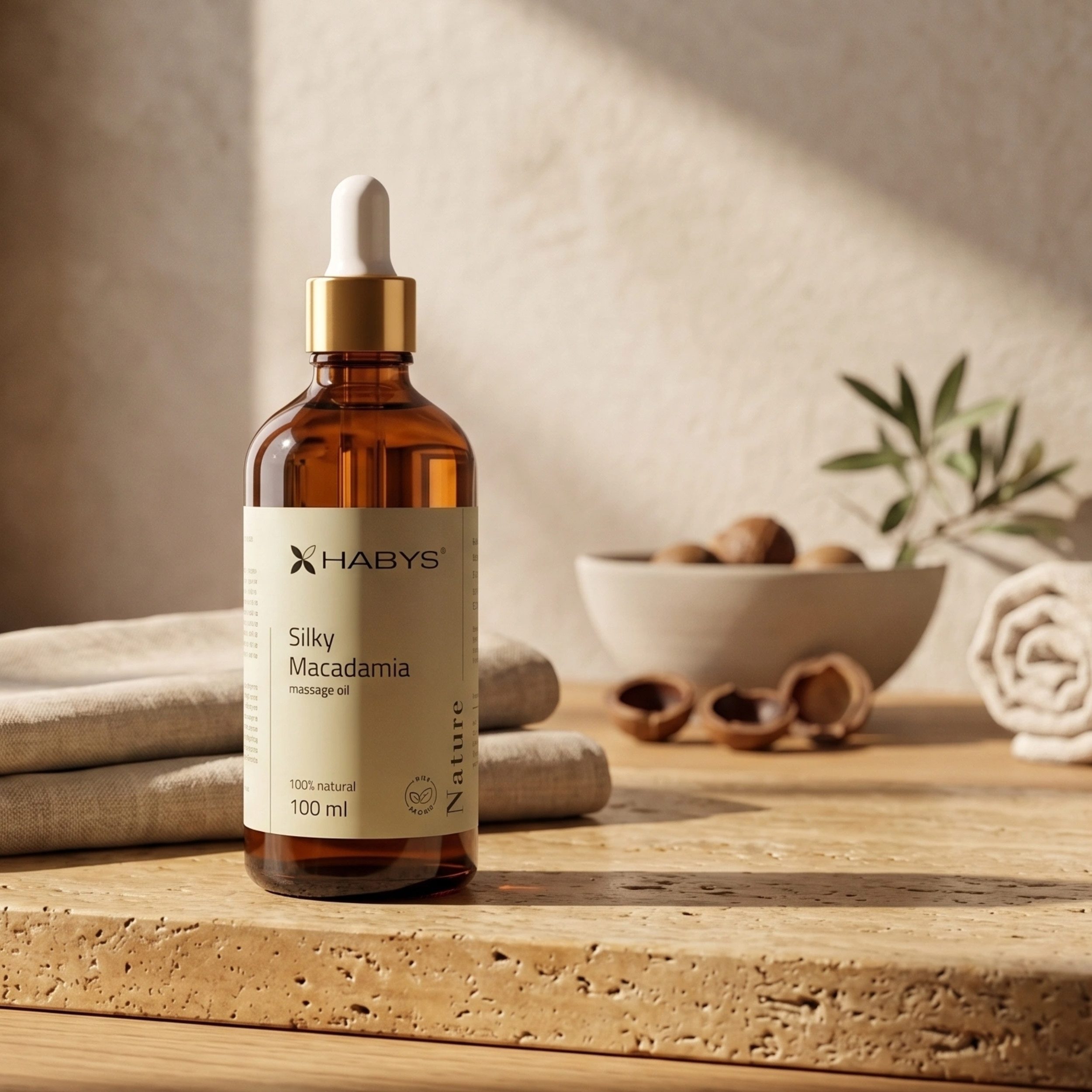 Habys Massageöl Massageöl Nature Silky Macadamia 100% Natural Macadamiaöl vegan 100 ml