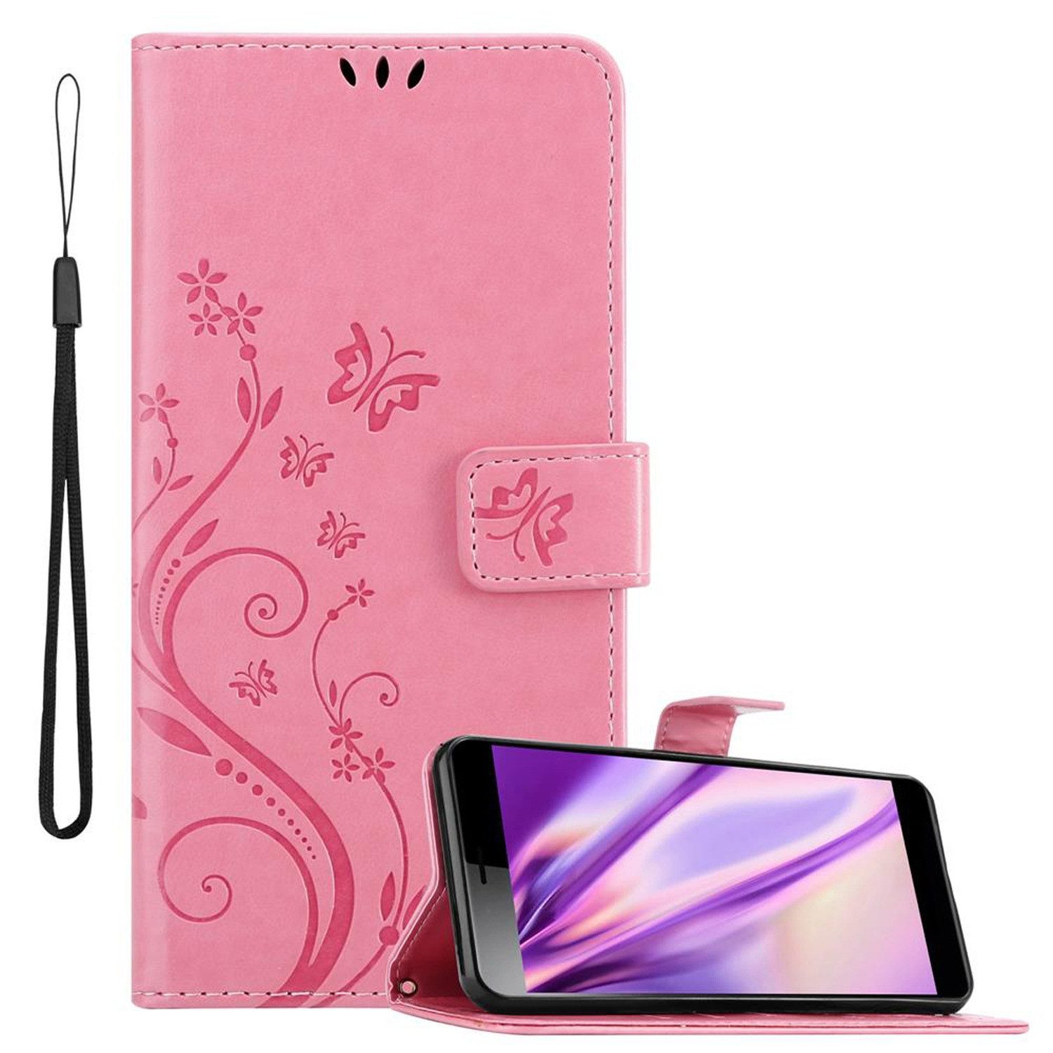 Cadorabo Handyhülle für Sony Xperia L3 Hülle Sony Xperia L3, Hülle Schutzhülle Blumen Flower mit Standfunktion Kartenfach Magnet