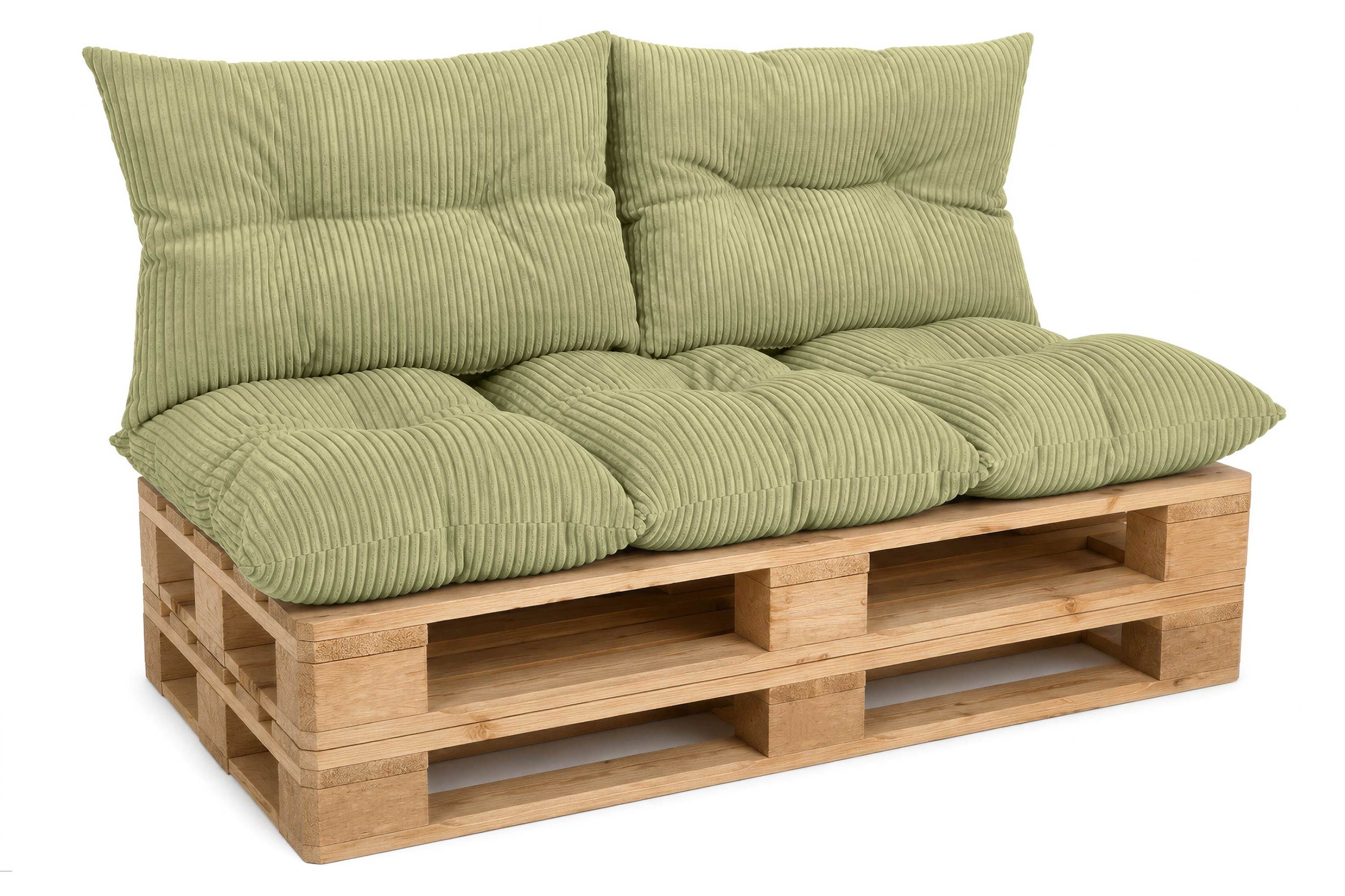 Amilian Palettenkissen Palettenauflagen Set 3-tlg., 120x80 cm + 2x 40x60 cm, für Palettenmöbel, Balkon, Terrasse und Wohnbereich