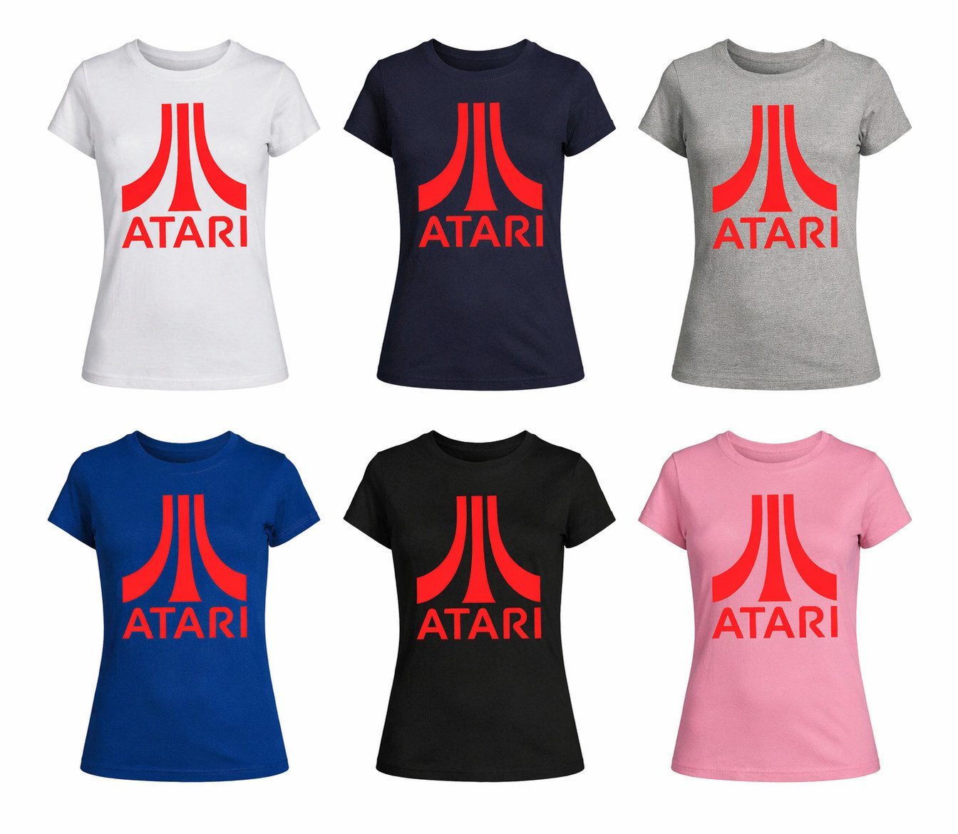 T-Shirt Damen T Shirt Atari Rot Logo Baumwolle Figurbetont Komfort