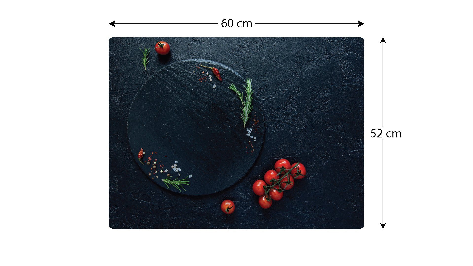 52×60 Arbeitsplatte Herdabdeckplatte ALLboards Glas cm Schneidebrett Tomaten Schneidebrett