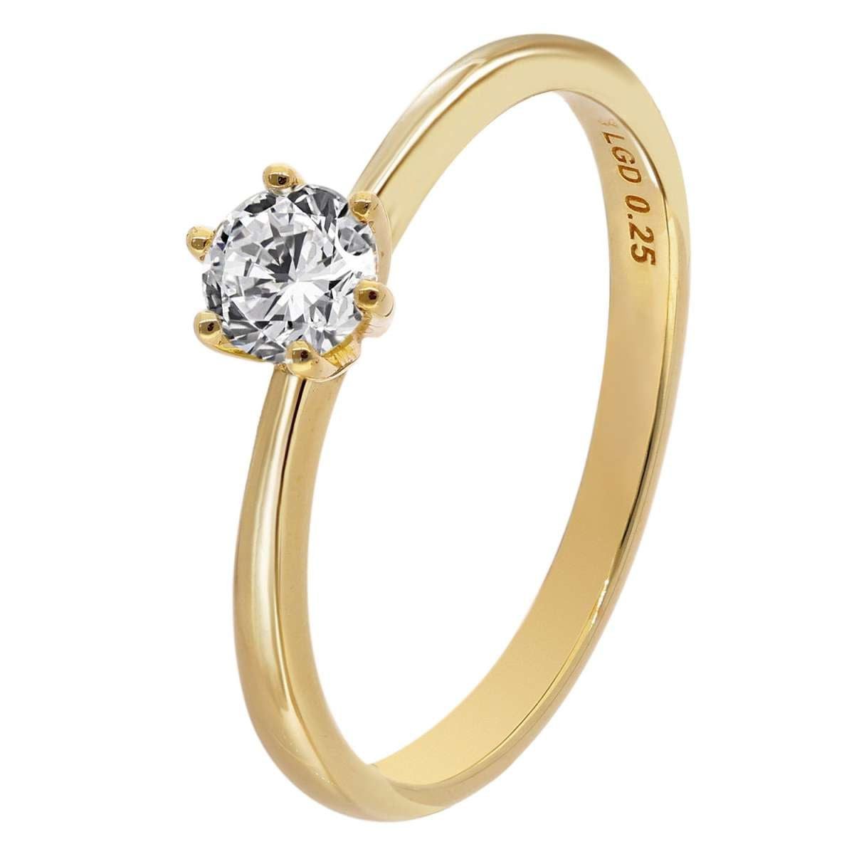 Glizz Solitärring GL8668, Damenring mit Diamant 0,25 ct. Gold 333/8K Brillantring
