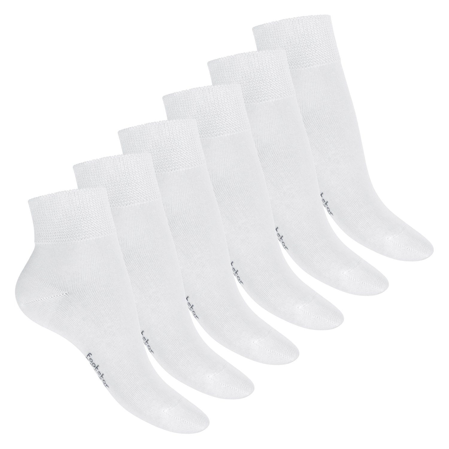Footstar Diabetikersocken Gesundheits Kurzschaft Socken (6 Paar), Nahtfrei, Diabetiker Weiss