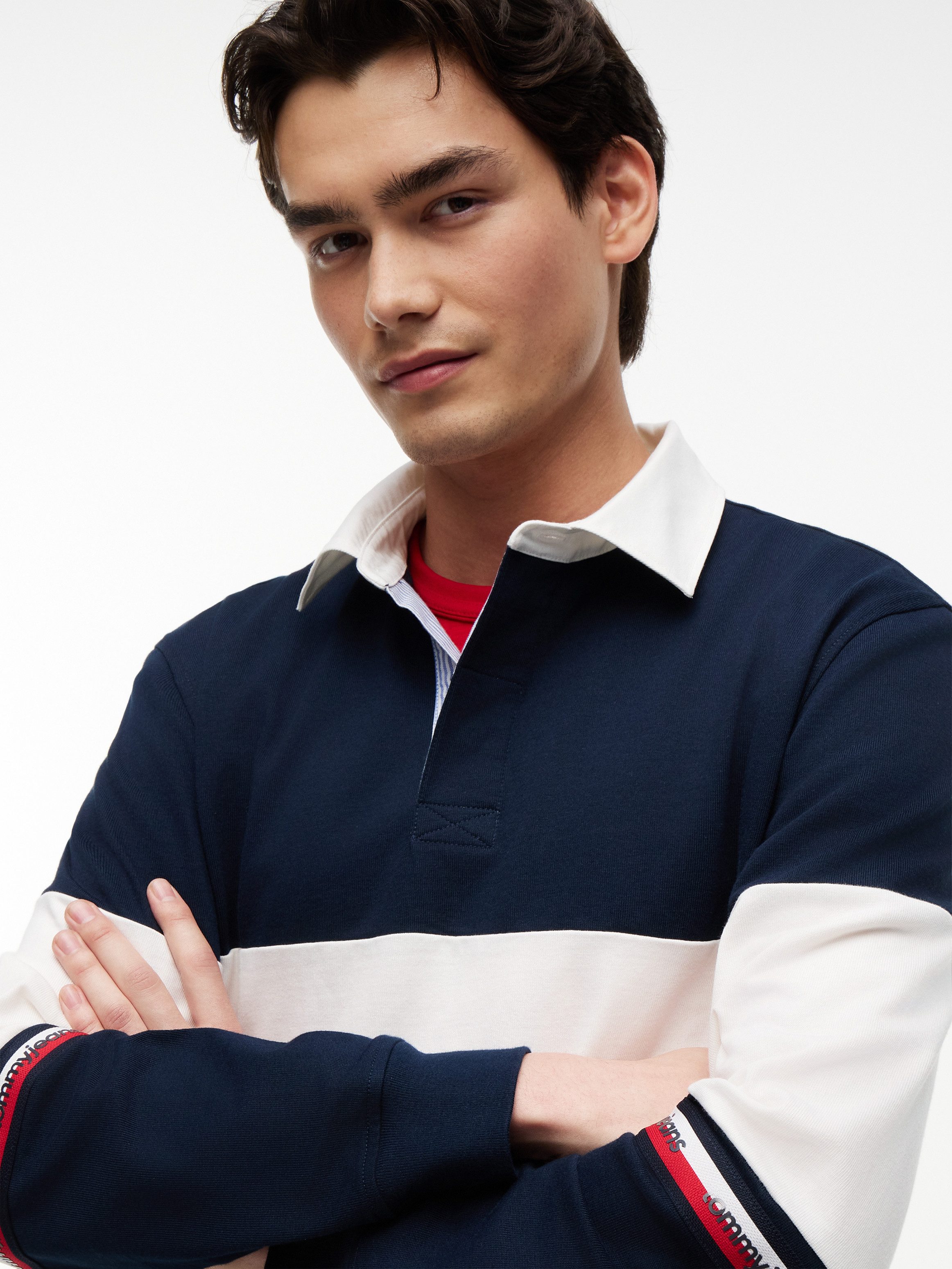 Tommy Jeans Langarm-Poloshirt RELAX CBLOCK RUGBY Relaxed fit mit Polokragen