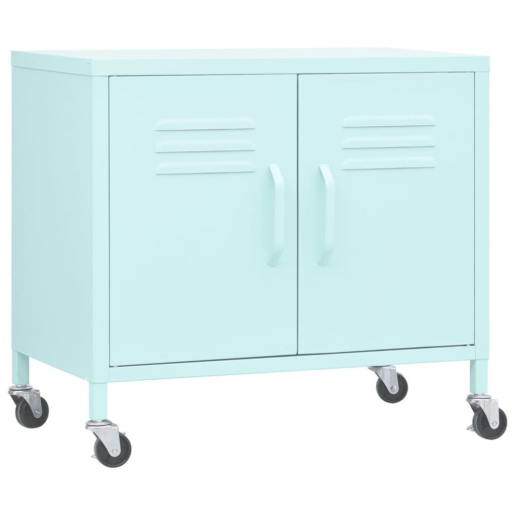 furnicato Container Stahlschrank 60 x 35 x 56 cm in Minzgrün mit Rollen und verstellbarem (1-St)