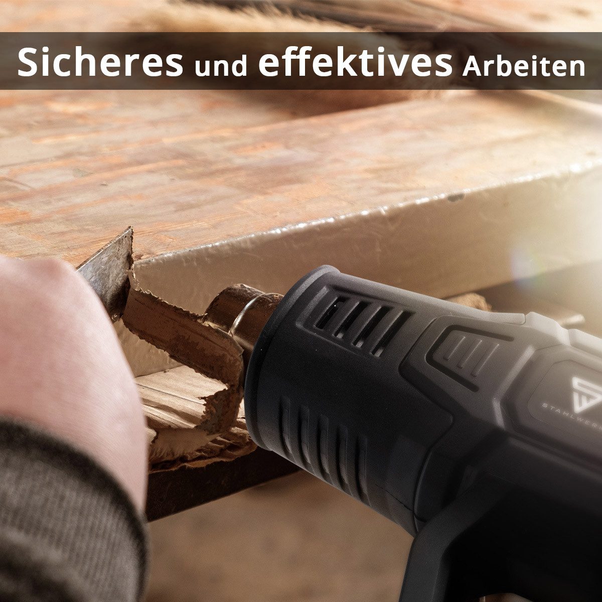 STAHLWERK Heißluftgebläse HP-2000 PRO 2.000 Watt starke Heißluftpistole und Heißluftfön, 2000 in W, bis max. 600 °C, (Set, 9-tlg., Set), zum Schweißen, Löten, S – Bild 4 von 5