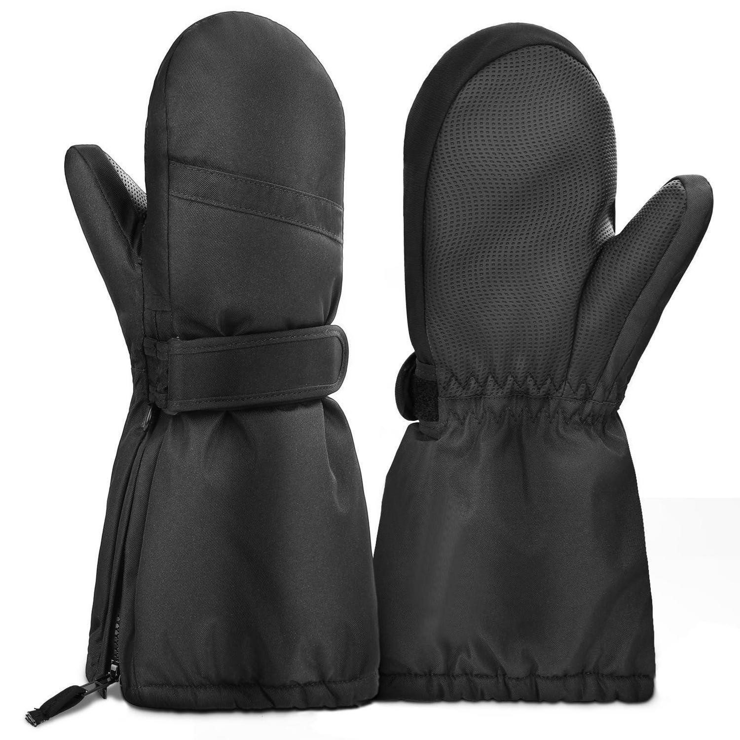 LuxusKollektion Skihandschuhe Skihandschuhe Kinder Reißverschluss Wasserdicht Schwarz (1-St)