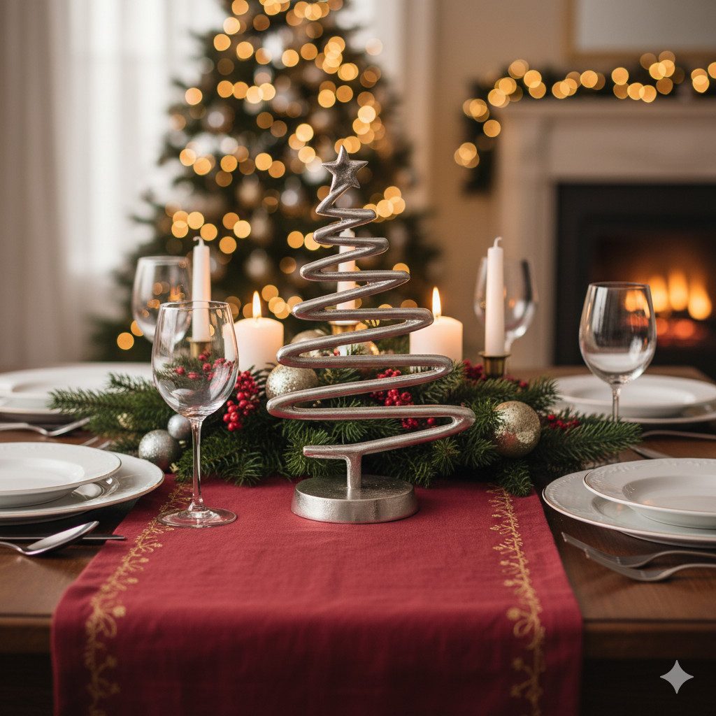 MF Weihnachtsfigur Dekoaufsteller Firo Weihnachtsbaum Silber aus Aluminium Höhe 30cm (1 St)