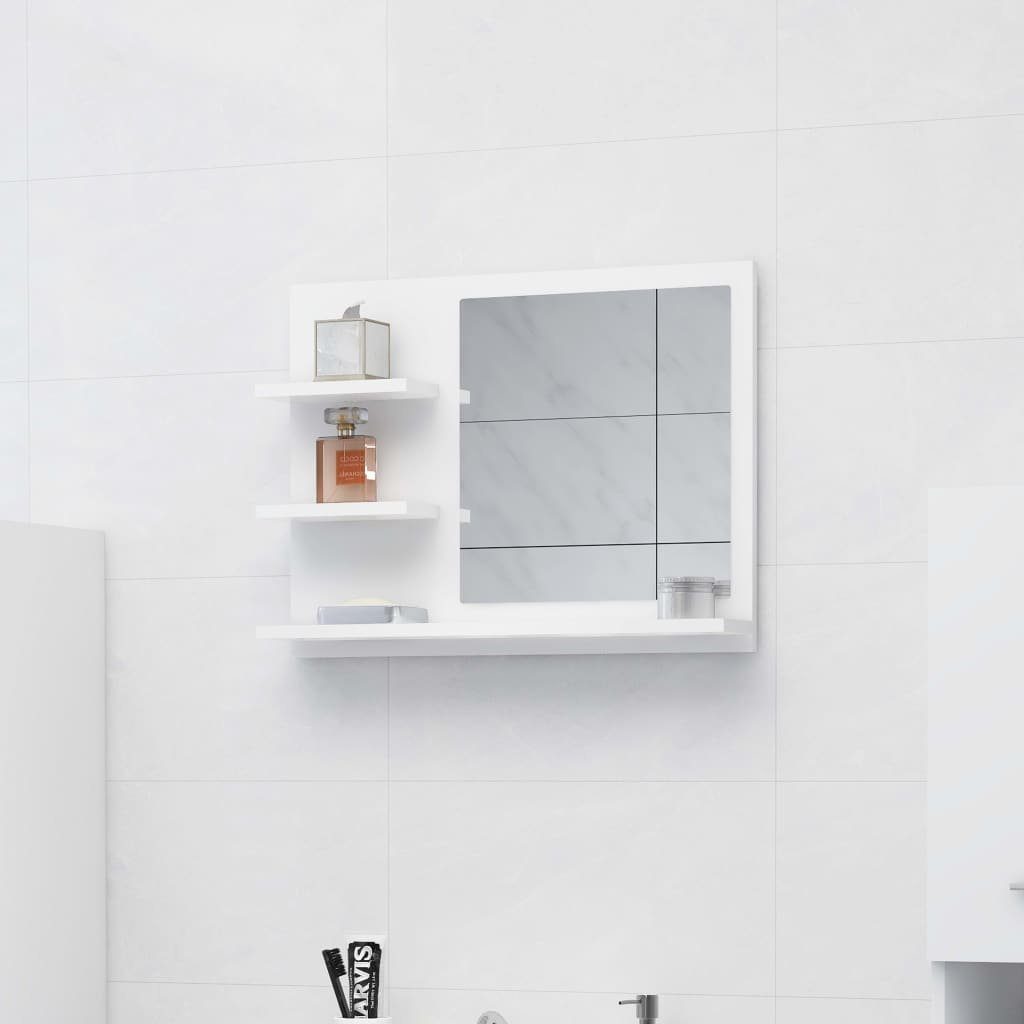 vidaXL Badezimmerspiegelschrank Badspiegel Weiß cm 60x10,5x45 (1-St) Holzwerkstoff
