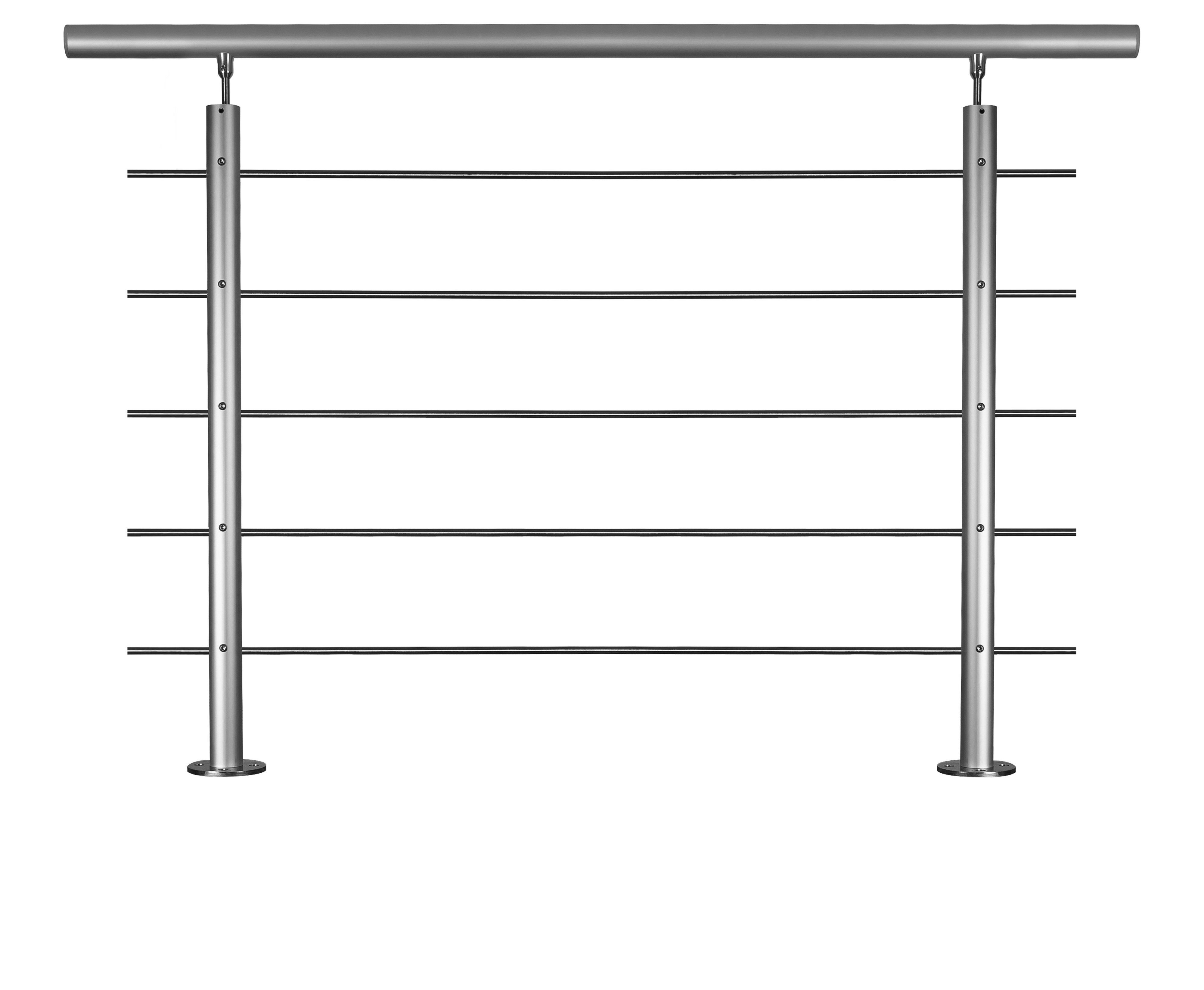 TREBA FREWA Brüstungsgeländer Alu Set, Bodenmontage (AB6) 150 x 82 cm erweiterbar, 150 cm Länge, 82 cm Höhe