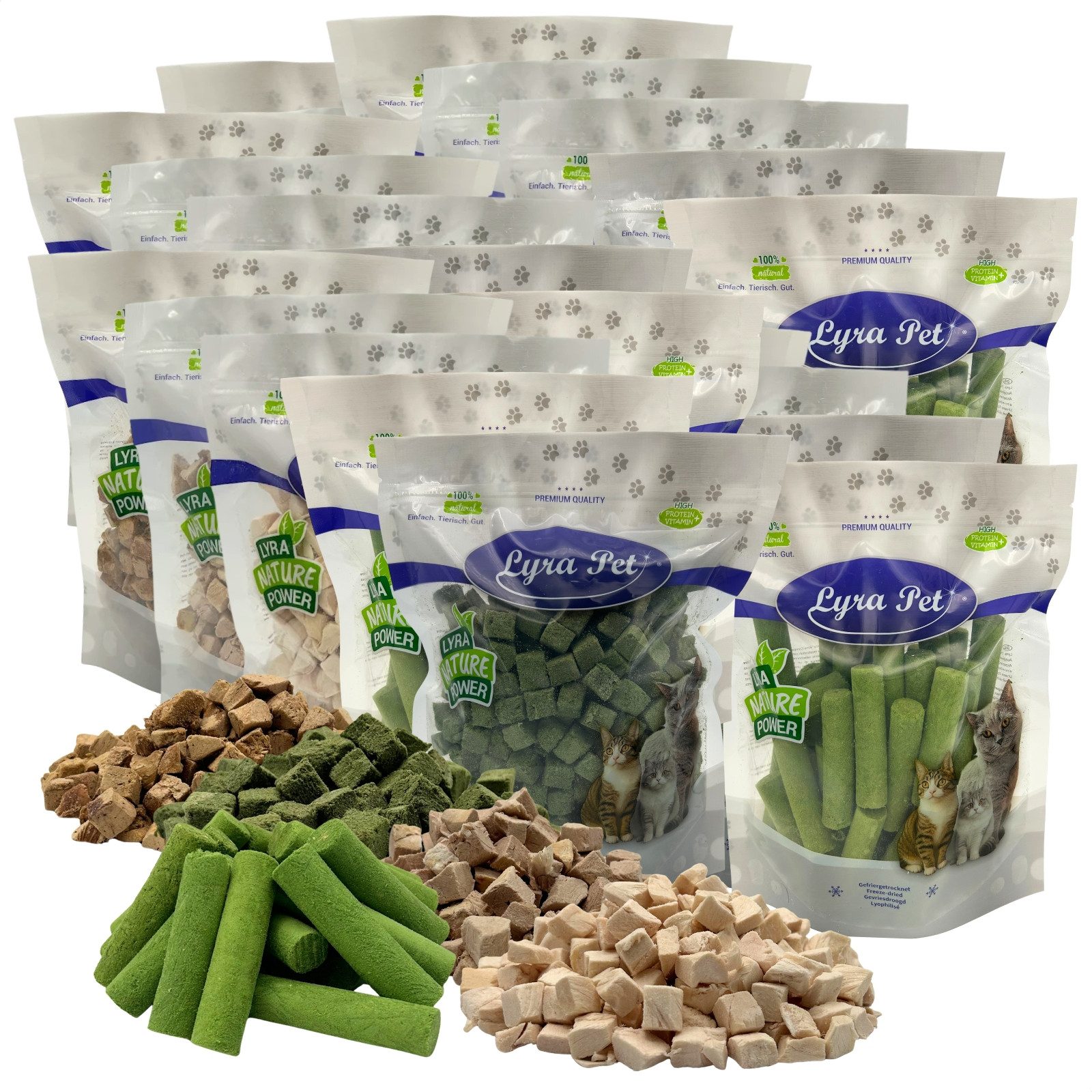 Lyra Pet 5 kg (25 x 200 g) Lyra Pet® Katzensnack Mix gefriergetrocknet Huhn, Snack für: Katze