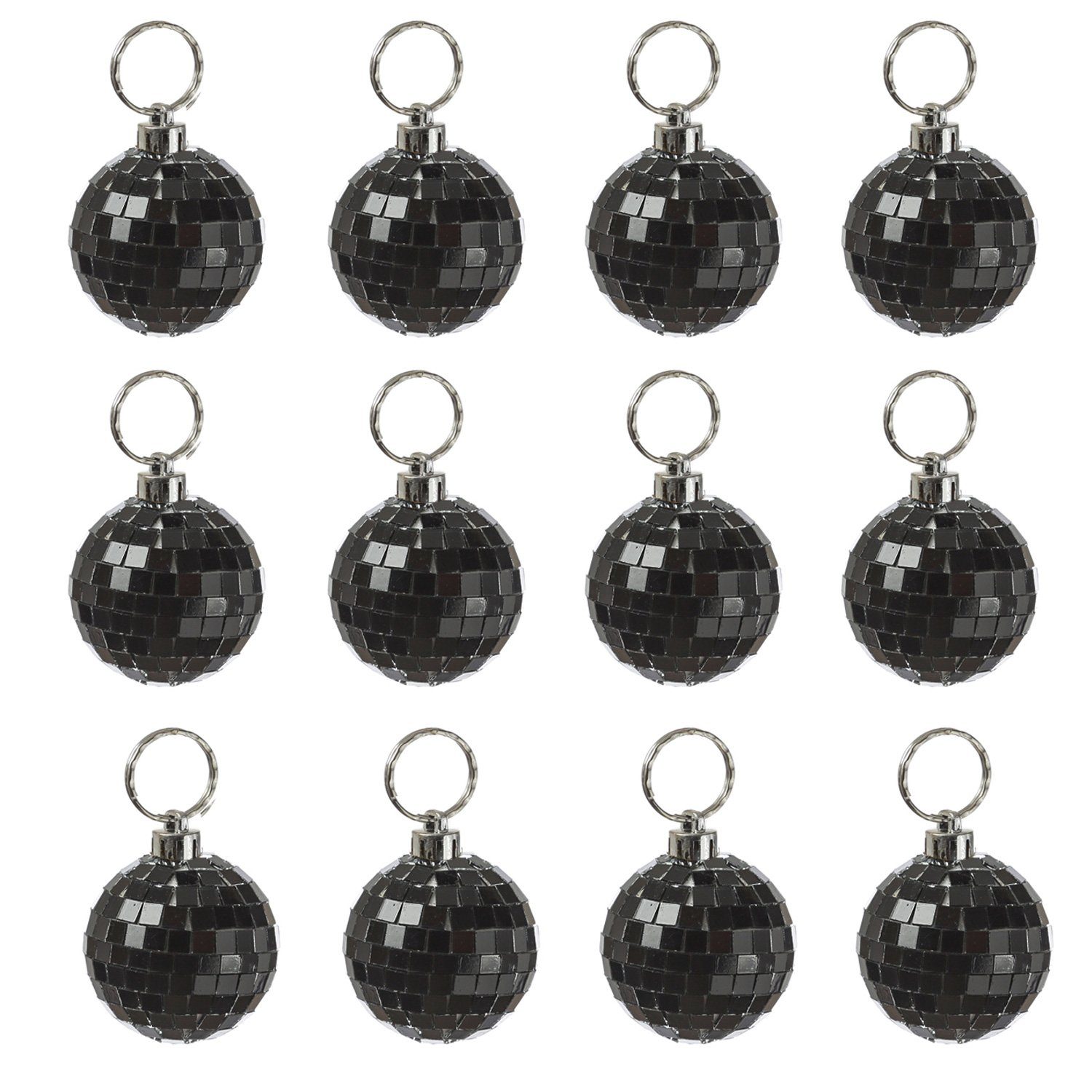 SATISFIRE Discolicht Spiegelkugel 5cm Mini Discokugel coole Party Disko Deko schwarz 12St.